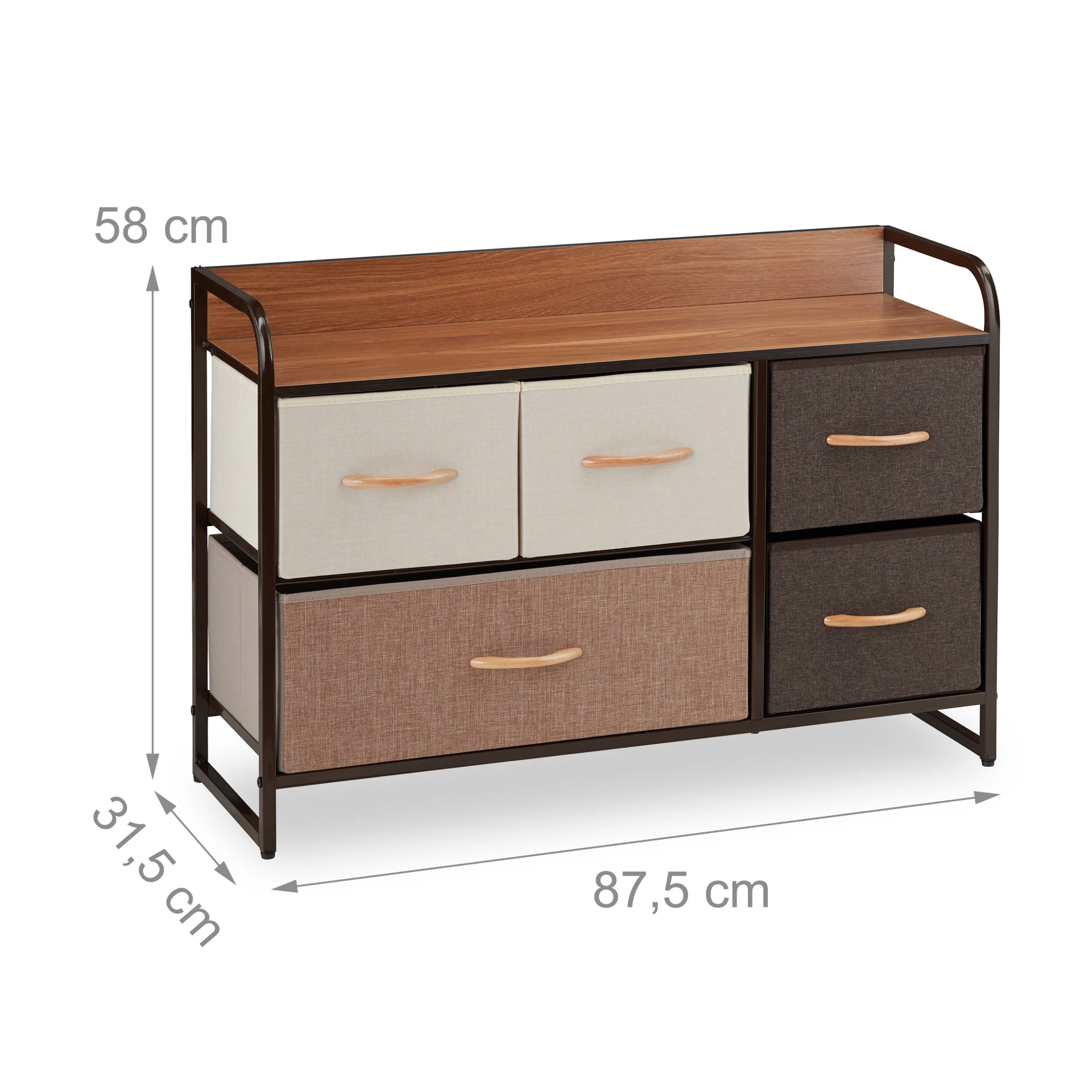 Schubladenschrank In Braun - (B)87,5 X (H)58 X (T)31,5 Cm – Bild 4