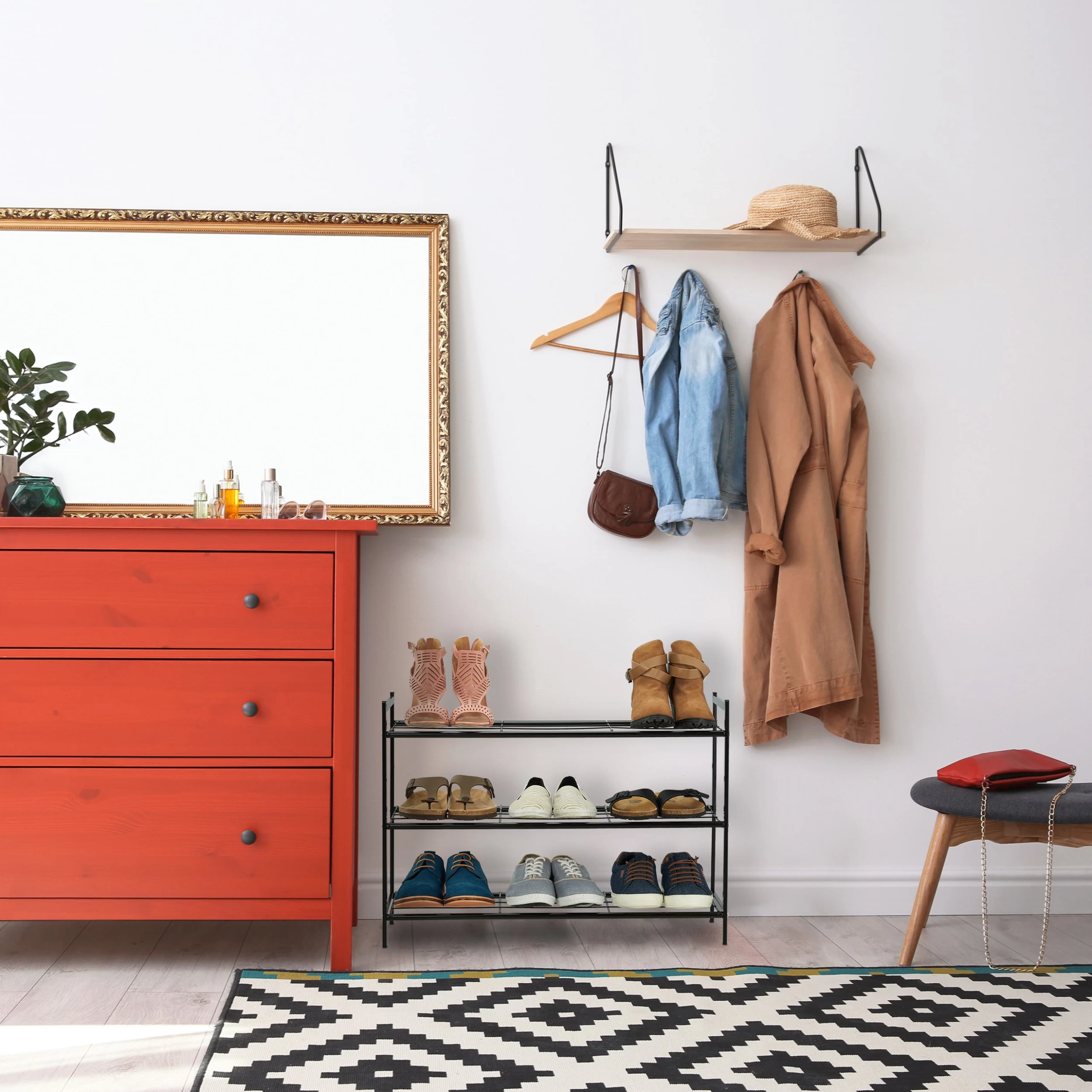 Schuhregal In Schwarz - (B)70 X (H)50 X (T)26 Cm – Bild 2