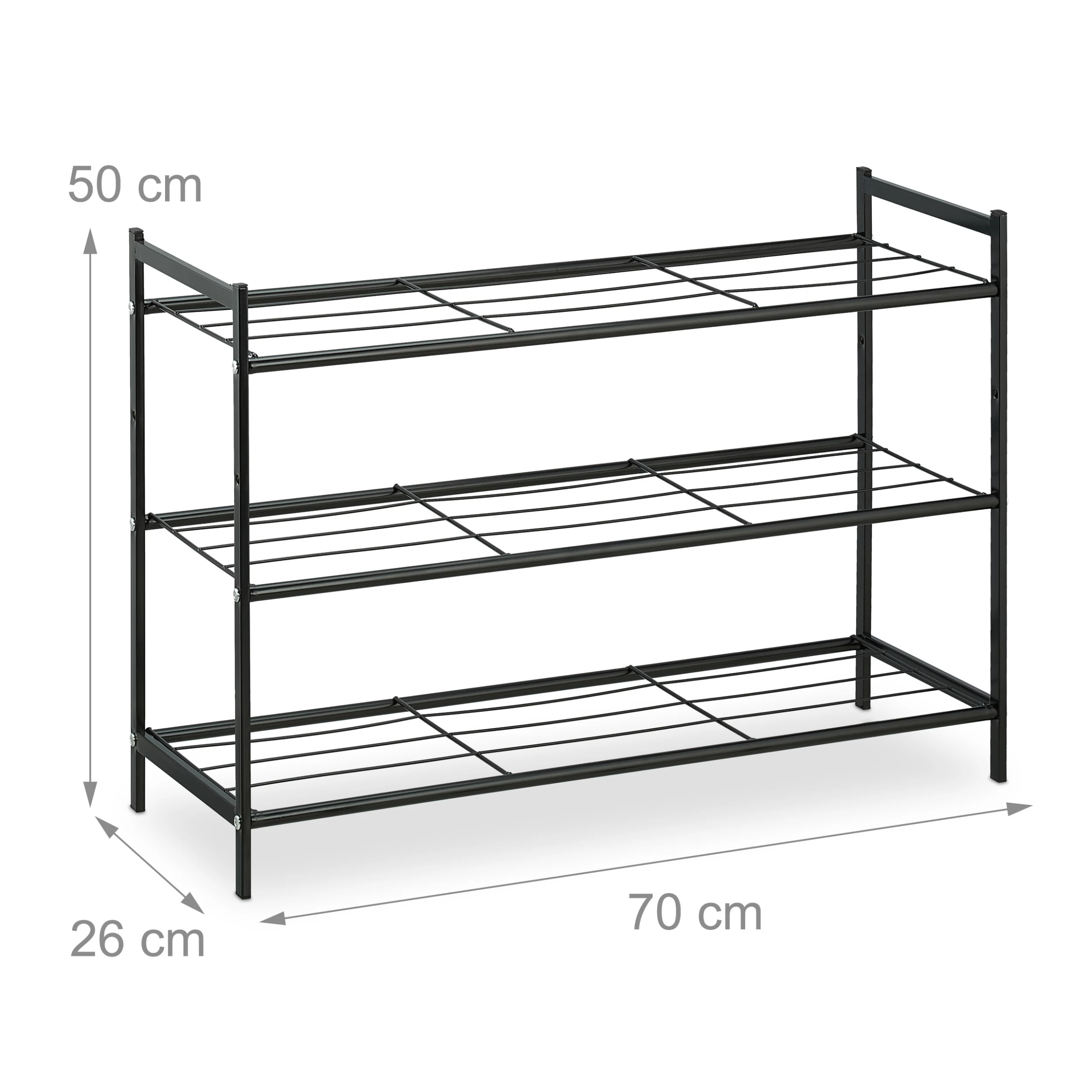 Schuhregal In Schwarz - (B)70 X (H)50 X (T)26 Cm – Bild 4