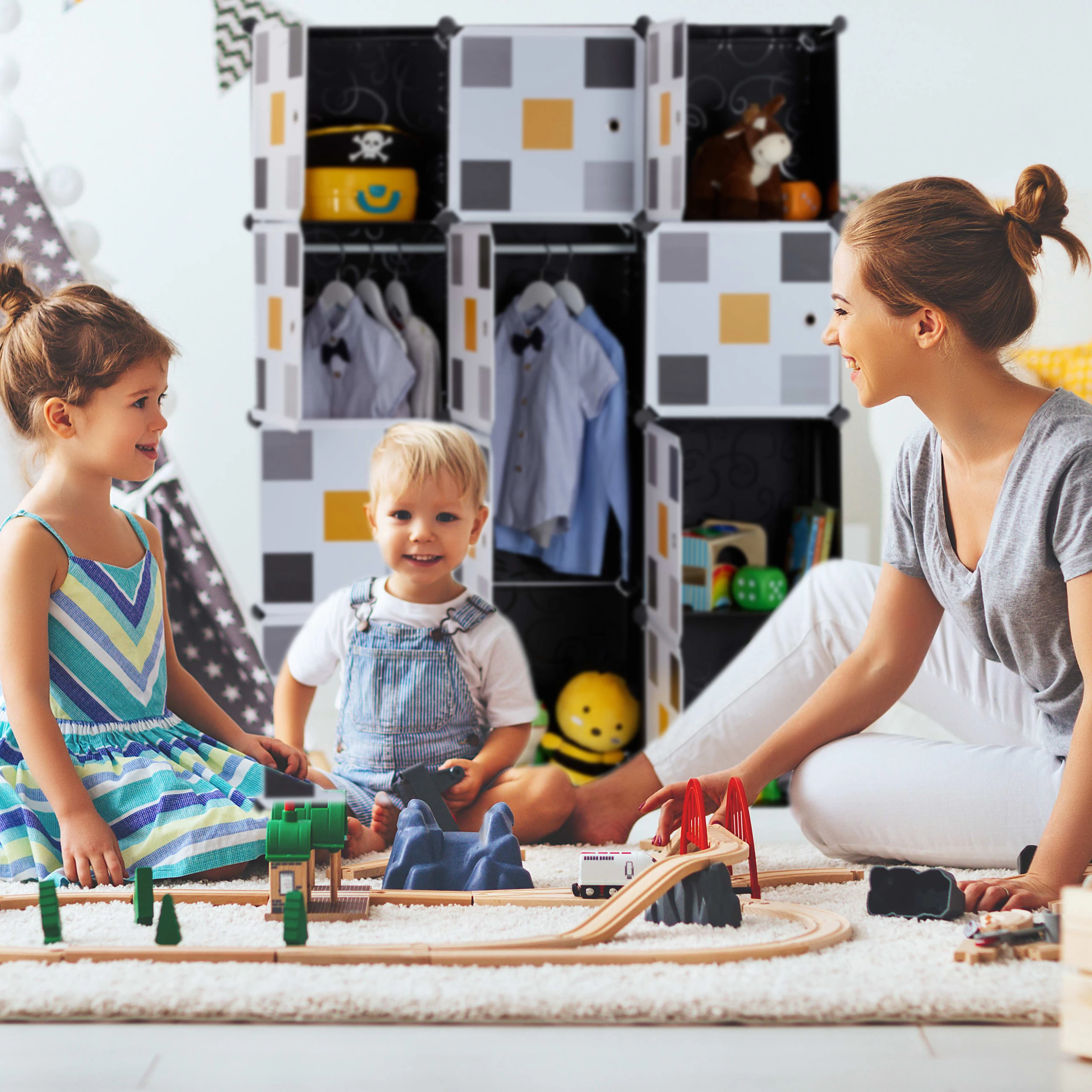 Steckregal Kleiderschrank In Schwarz - (B)110 X (H)145 X (T)37 Cm – Bild 3