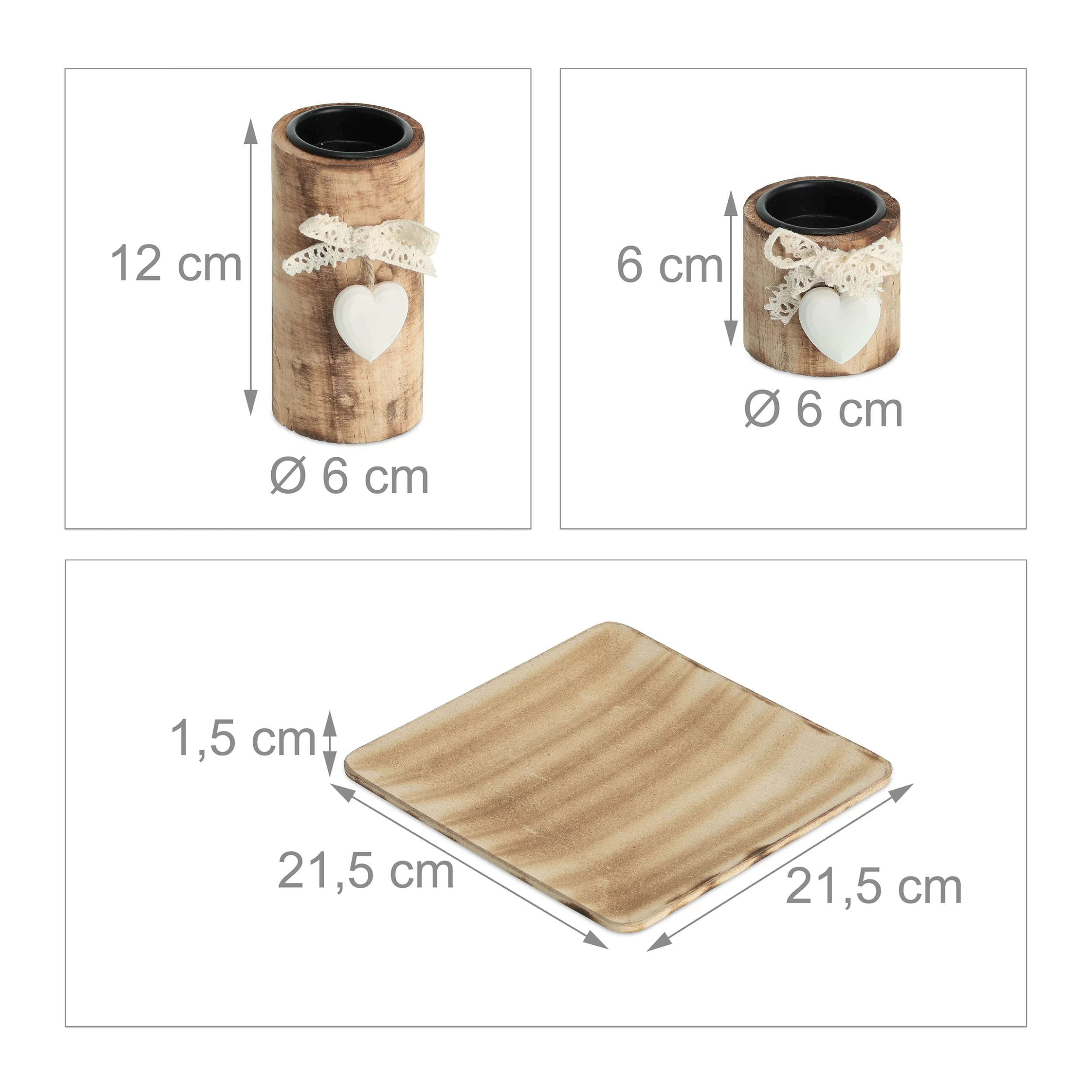 Teelichthalter In Natur - (B)21,5 X (H)12,5 X (T)21,5 Cm – Bild 4