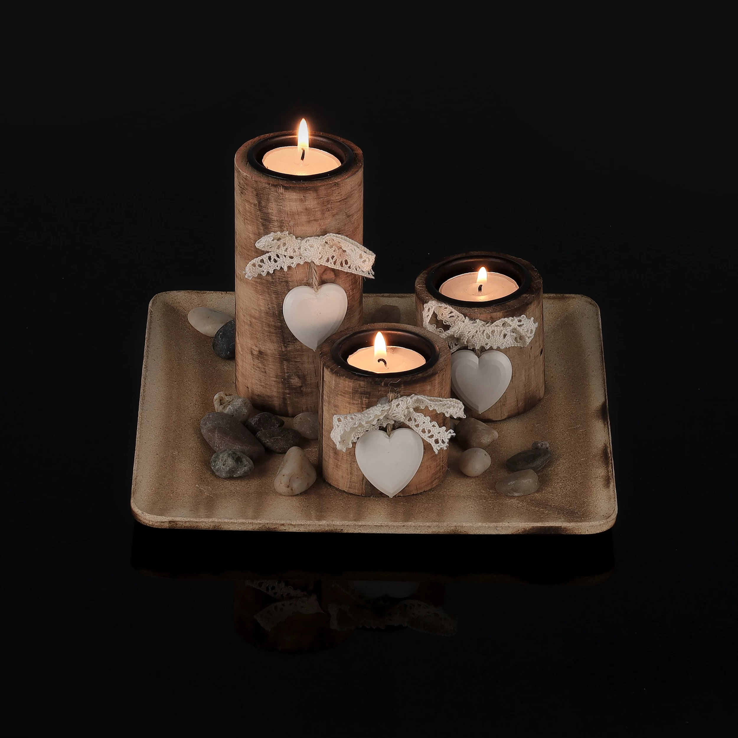 Teelichthalter In Natur - (B)21,5 X (H)12,5 X (T)21,5 Cm – Bild 6