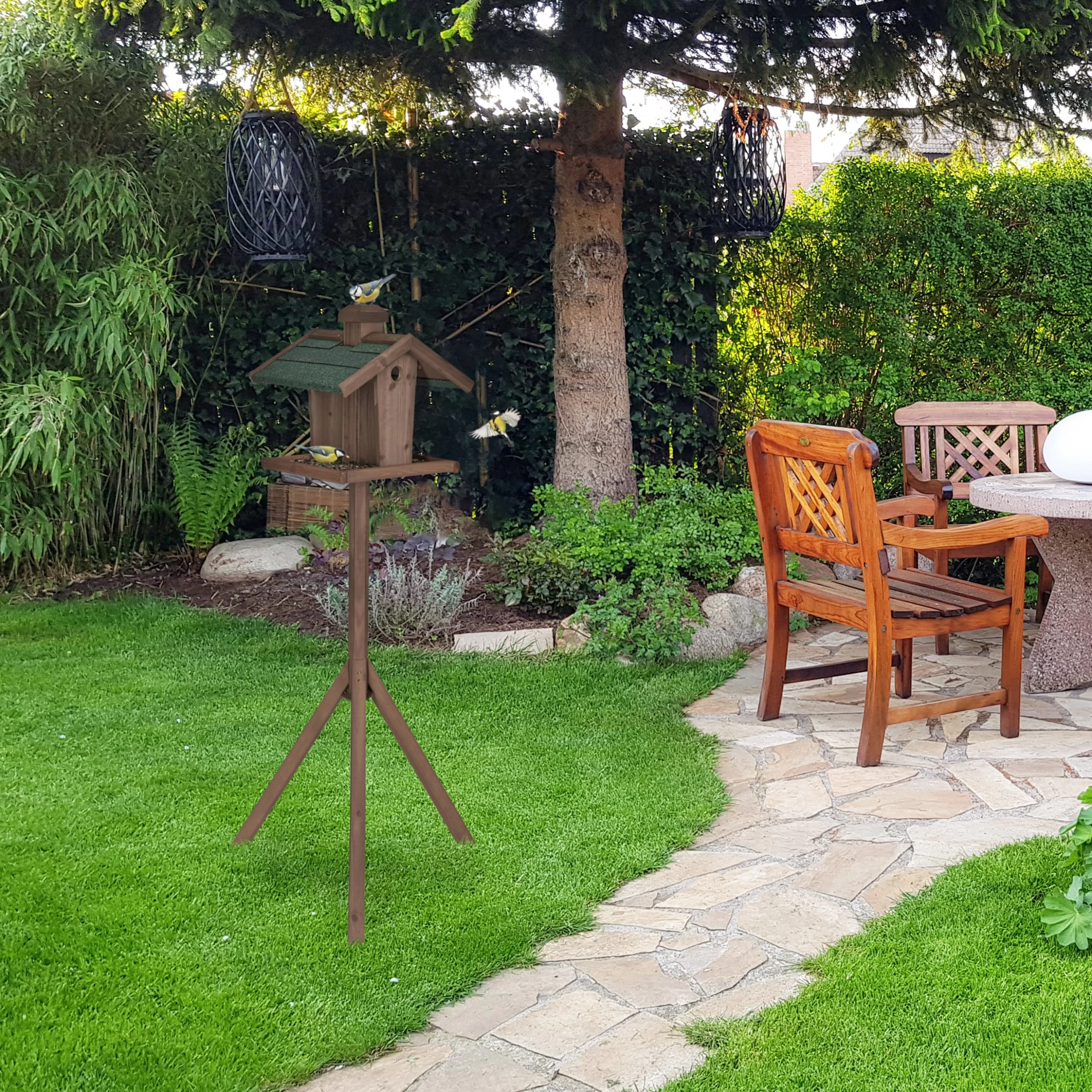 Vogelfutterhaus In Braun/ Grün - (B)68 X (H)137 X (T)55 Cm – Bild 2