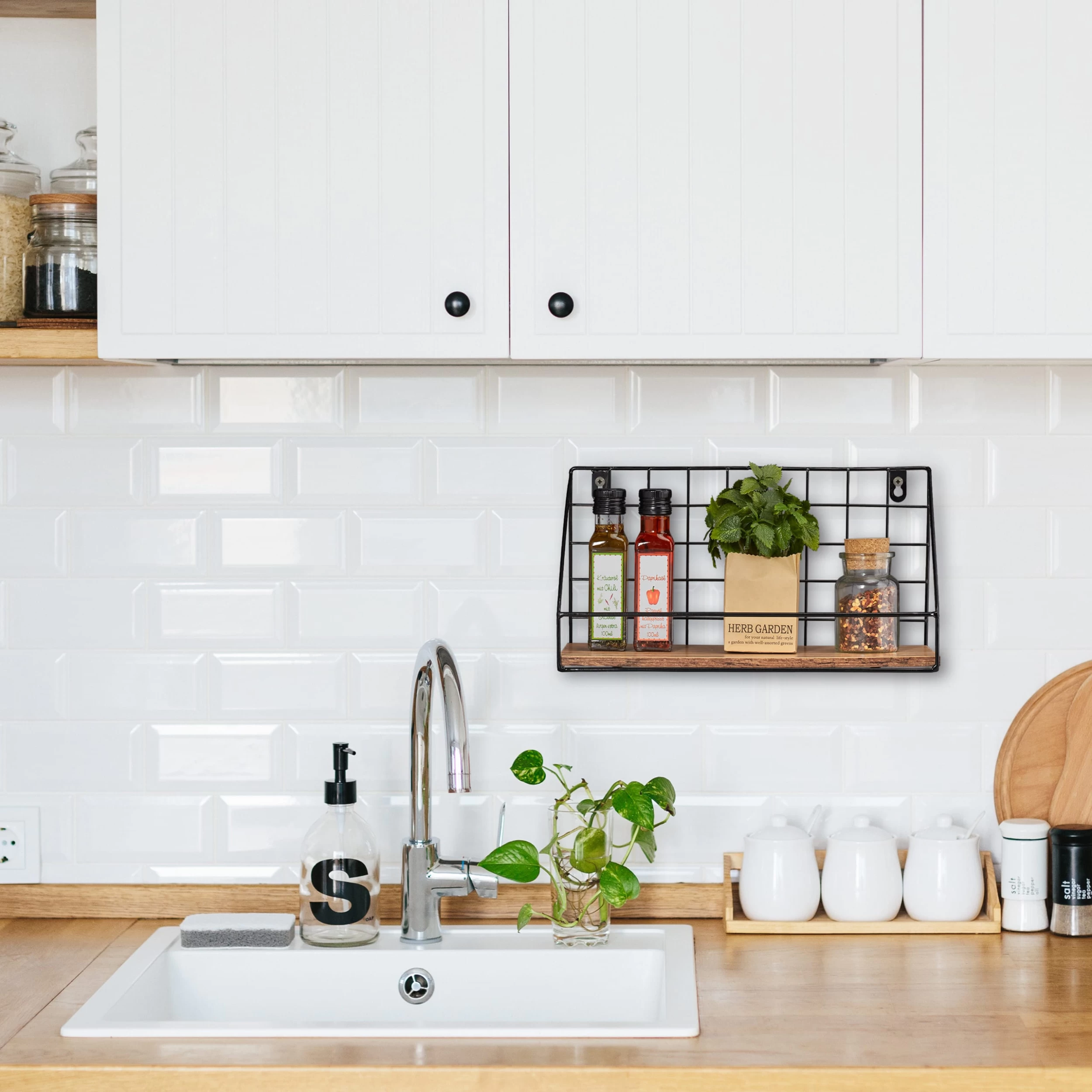 Wandregal In Schwarz/ Braun - (B)35 X (H)18 X (T)16 Cm – Bild 2