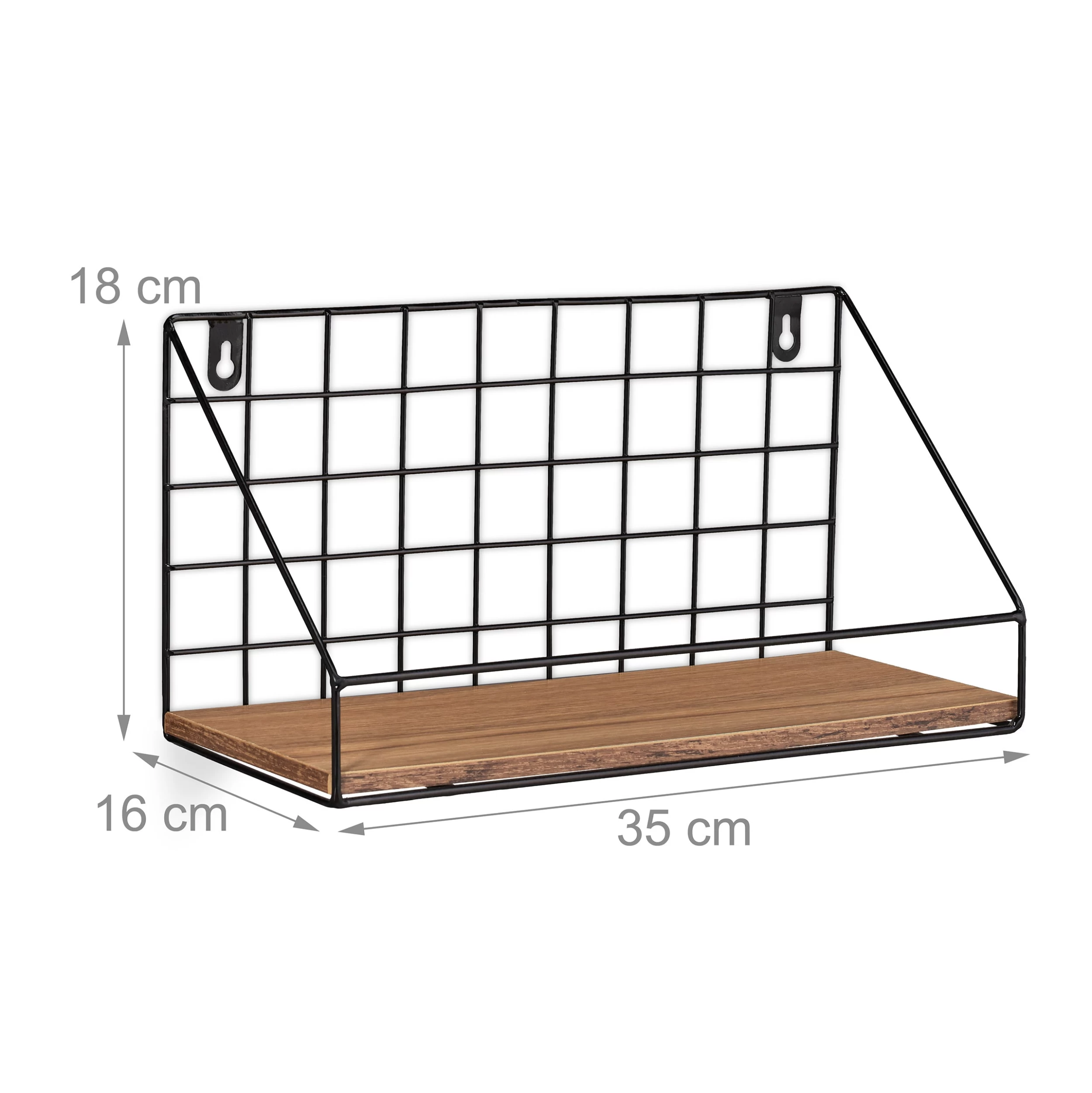 Wandregal In Schwarz/ Braun - (B)35 X (H)18 X (T)16 Cm – Bild 4