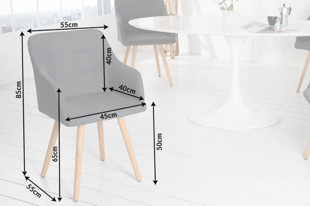 Armlehnenstuhl SCANDINAVIA In Grau / Natur - 55 X 85 X 55cm – Bild 8