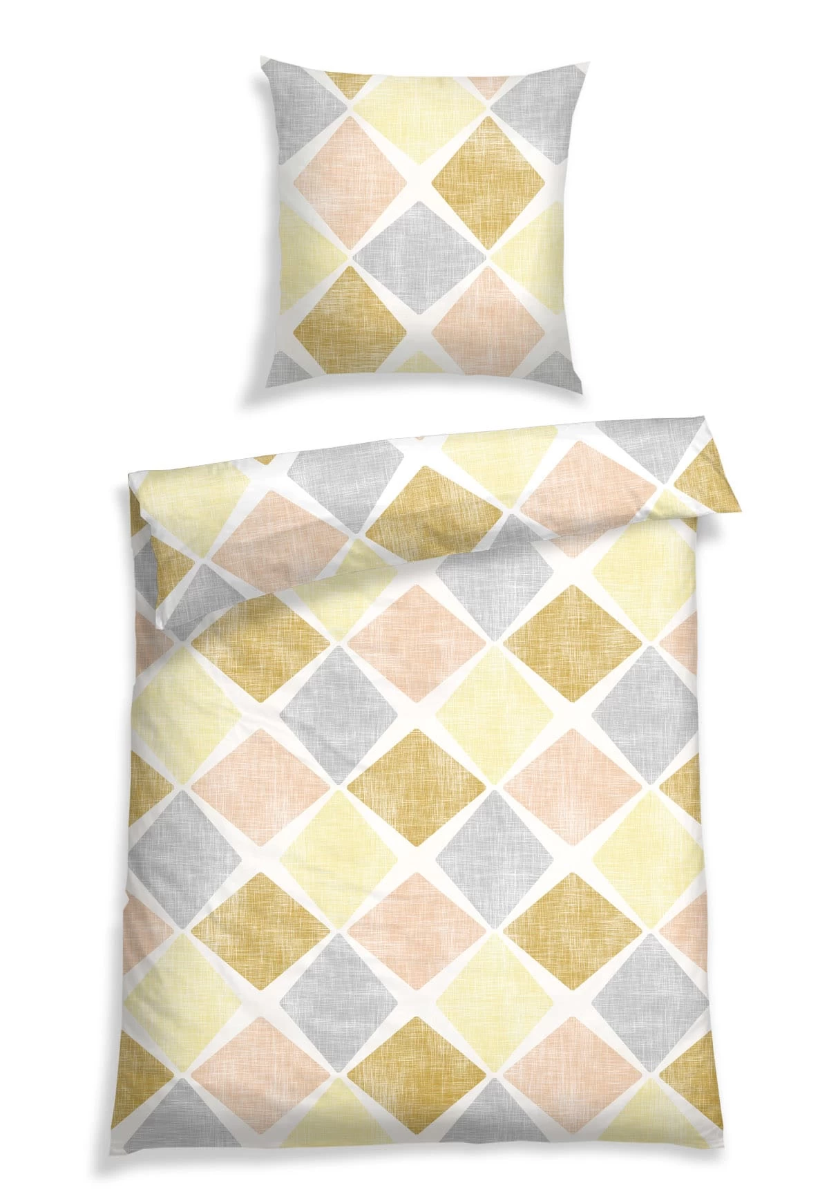 Schiesser Bettwäsche-Set Eileen Sonniges Grafik-Muster In Grau Und Gelb