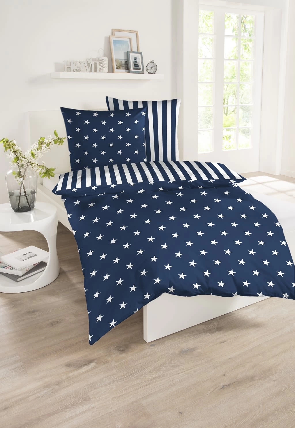 Schiesser Bettwäsche Sterne In Blau – Bild 2