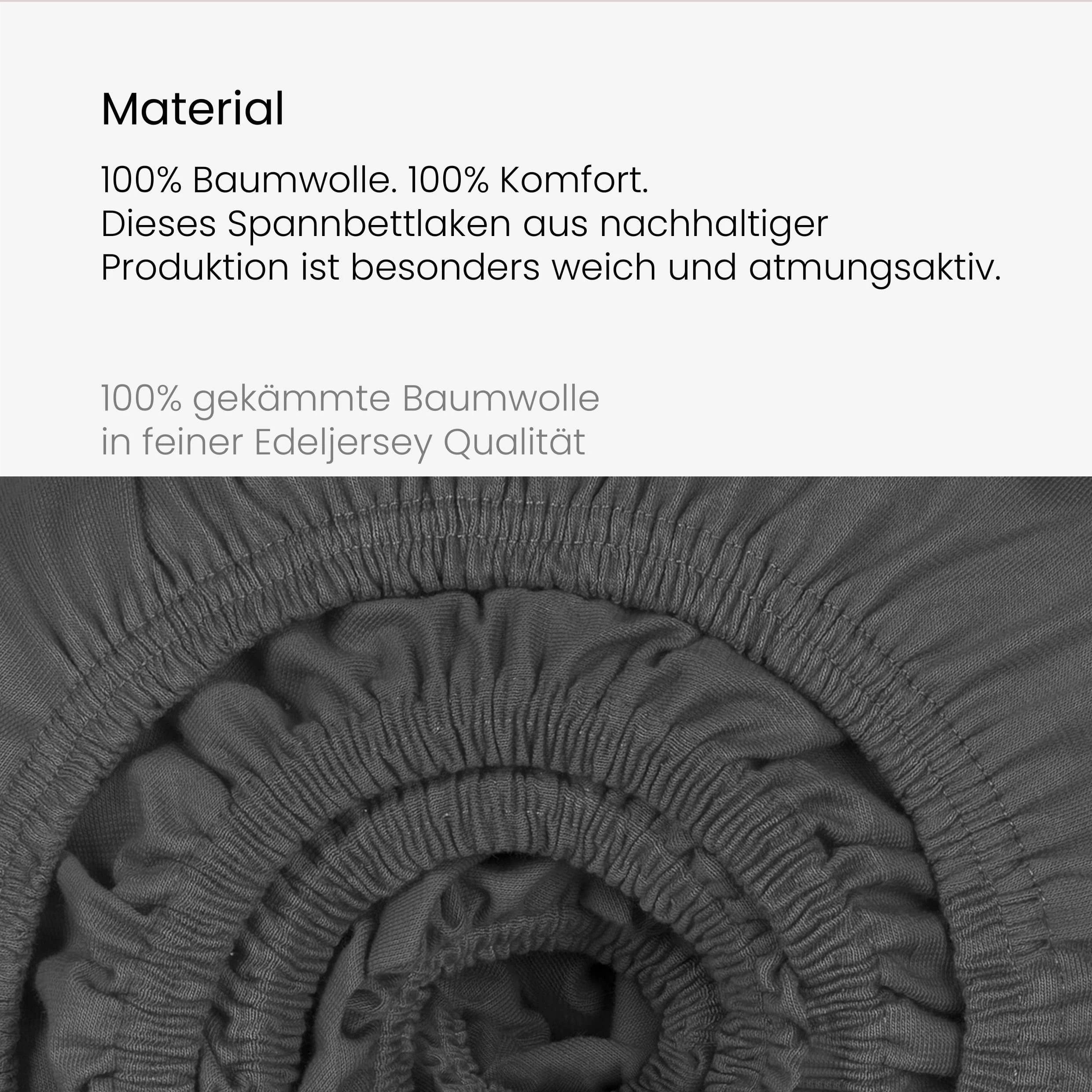 Schiesser Edel-Jersey Spannbettlaken In Anthrazit – Bild 3