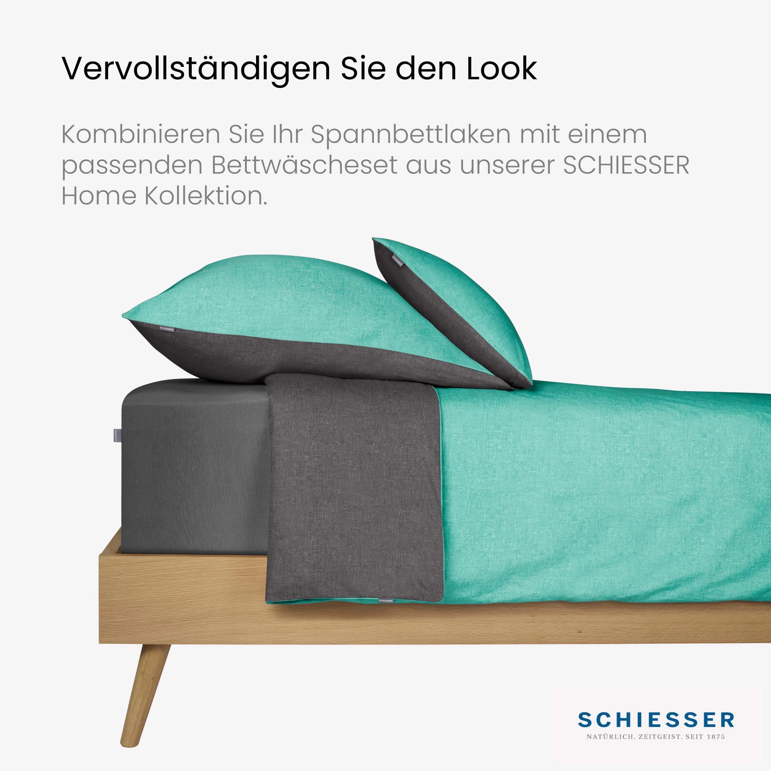 Schiesser Edel-Jersey Spannbettlaken In Anthrazit – Bild 4