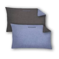 Schiesser Feinbiber Kissenhüllen 2er Pack Doubleface In Hellblau-Anthrazit