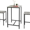 Bartisch In Hellgrau Und Schwarz - Tisch(B)60 X (H)97 X (T)60cm/Hocker(B)39 X (H)96 X (T)41cm