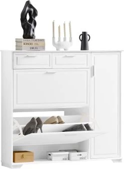 Schuhschrank In Weiß - (B)120 X (H)111 X (T)26cm