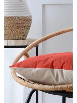 Kissen "Duo"in Rostrot/ Beige - (L)50 X (B)50 Cm