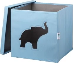 Aufbewahrungsbox Elefant Blau, Mit Sichtfenster, 30 X 30 X 30 Cm