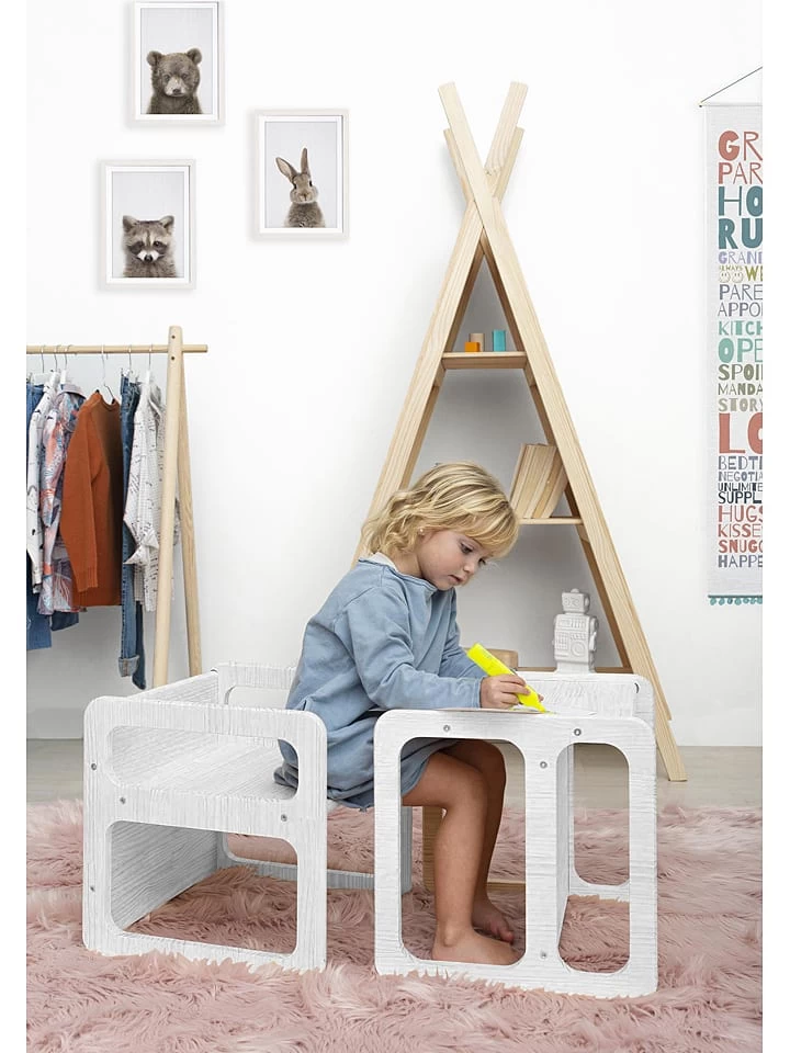 2tlg. Kindermöbelset "Montessori" In Weiß - (B)40 X (H)40 X (T)40 Cm – Bild 2