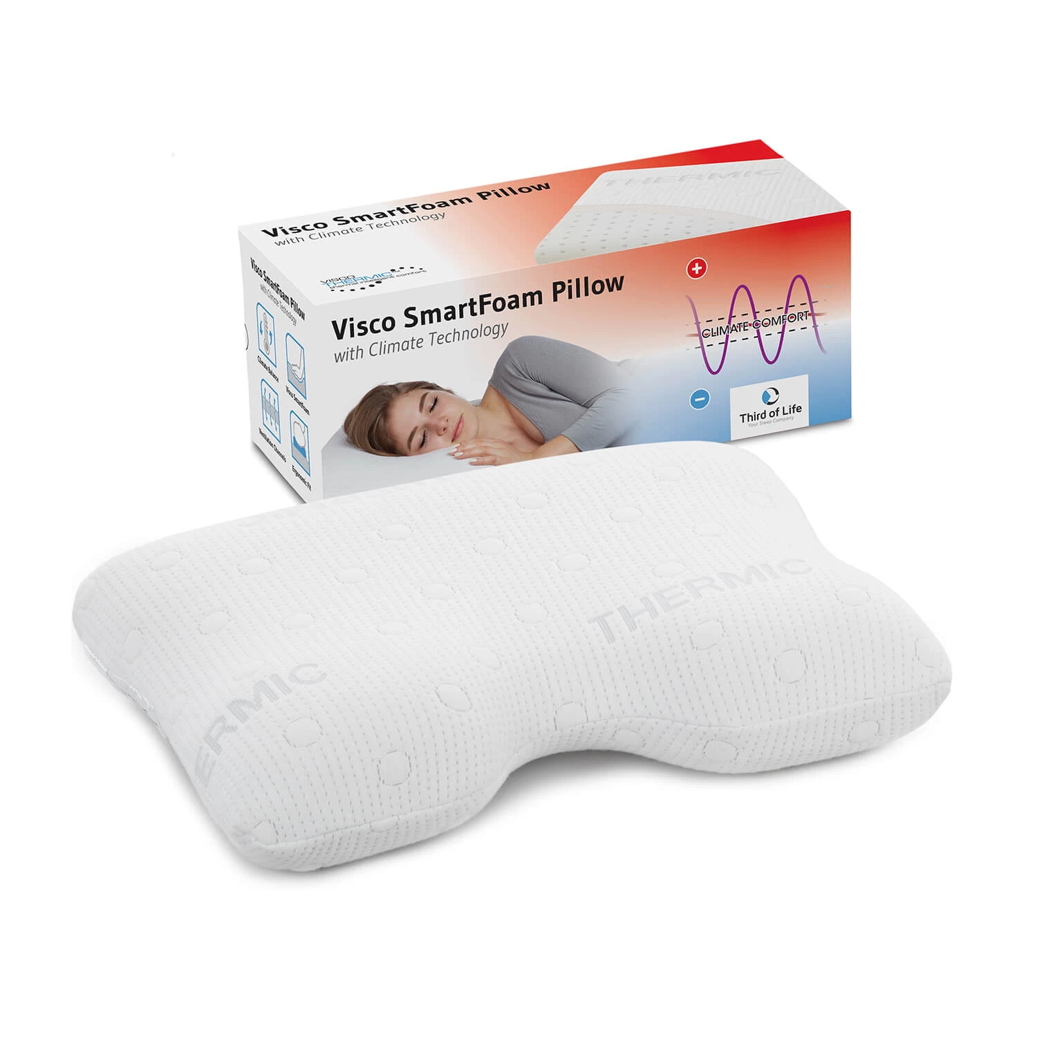 Seitenschläferkissen "GIANFAR" Mit Ergonomischem Nackenbogen Und Thermo-Bezug