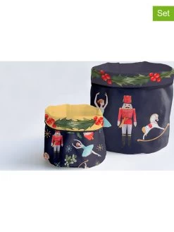 2er-Set: Aufbewahrungskörbe "Christmas Fairy Tale" In Dunkelblau/ Bunt