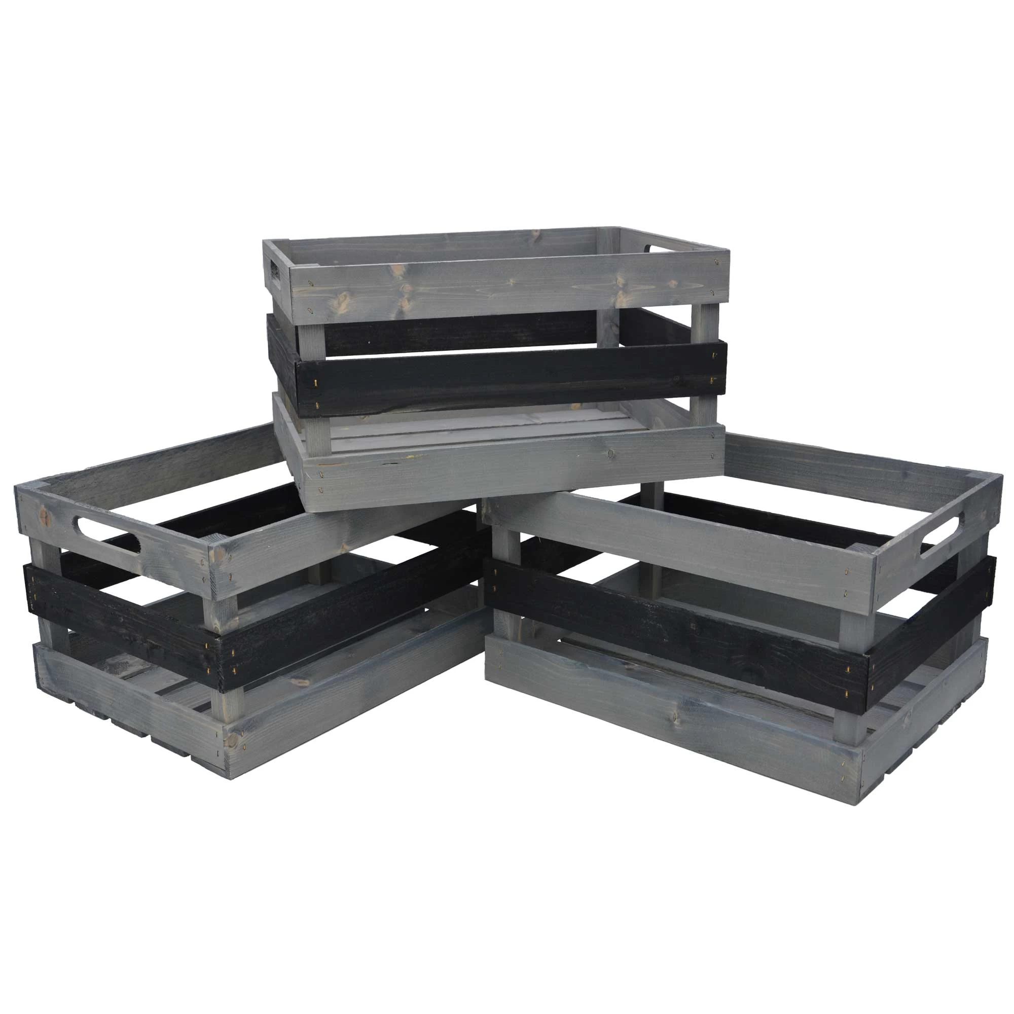 3er Set Holzkiste In Schwarz