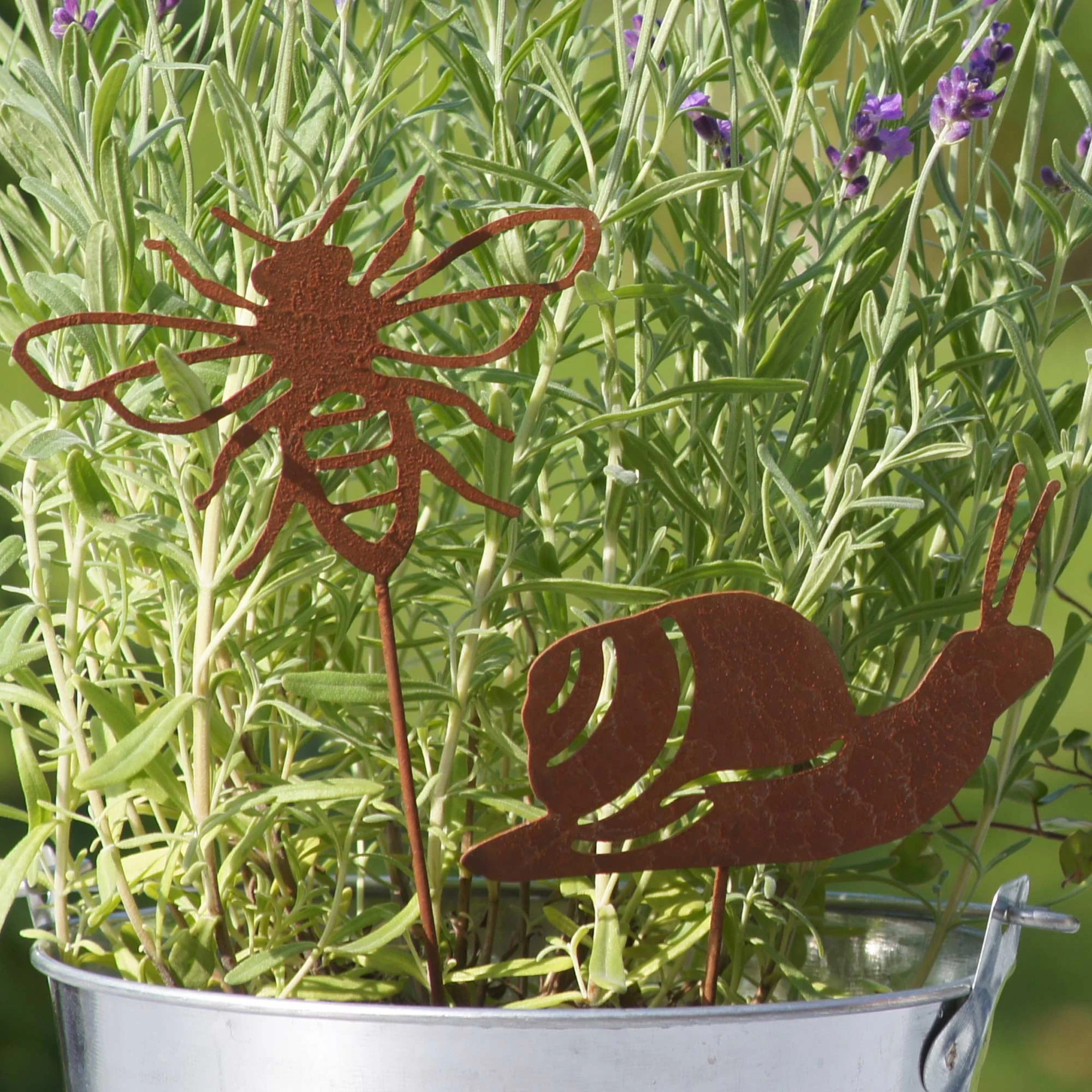 5er Set Gartenstecker Rost Insekten In Braun – Bild 5