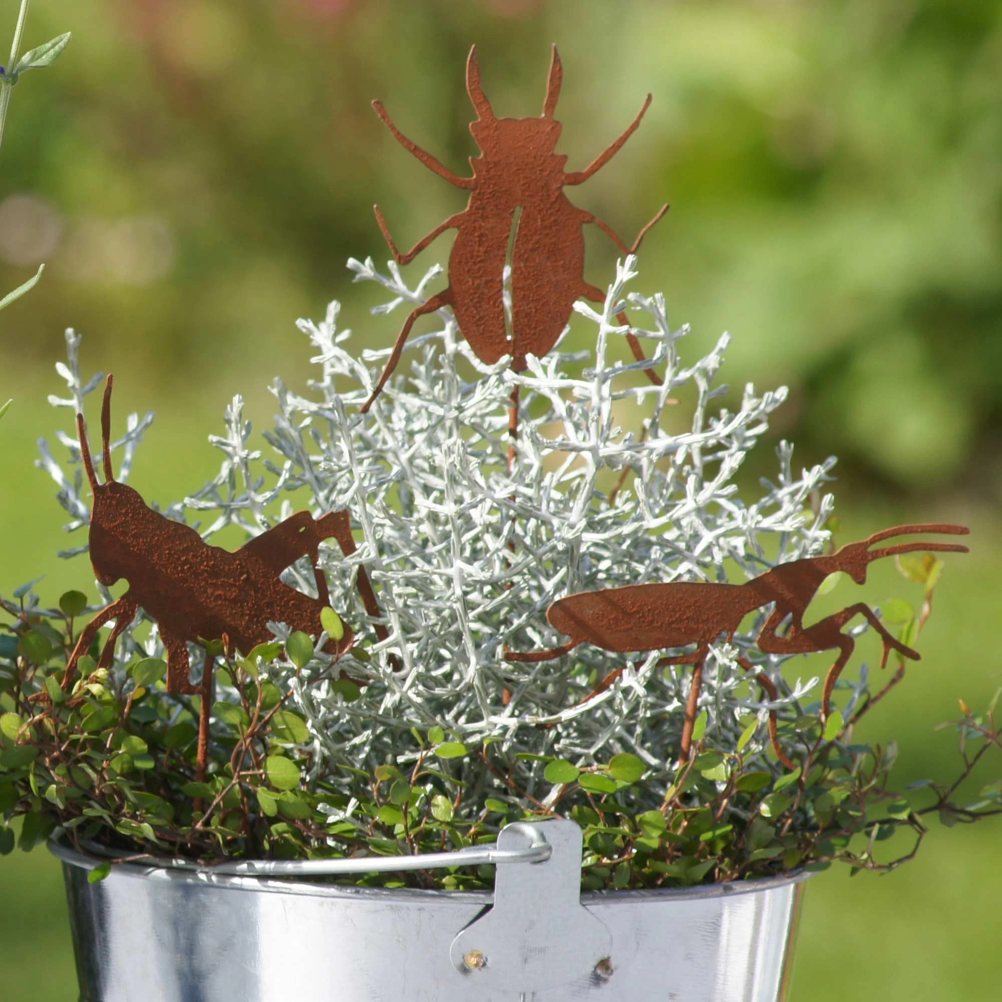 5er Set Gartenstecker Rost Insekten In Braun – Bild 6