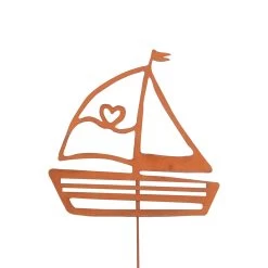 Gartenstecker Rost Segelboot In Braun