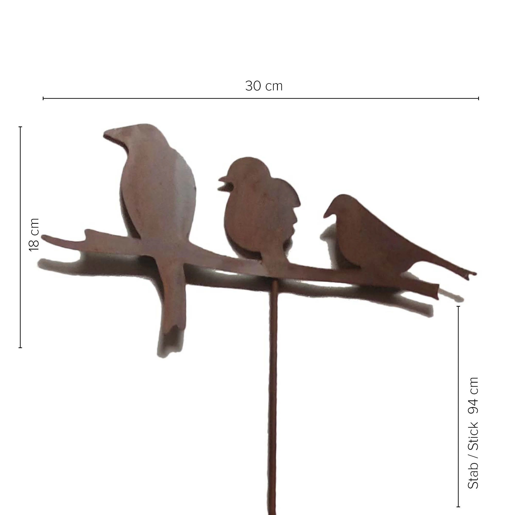 Gartenstecker Rost Vögel In Braun – Bild 3