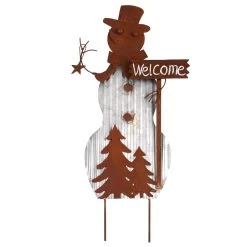 Gartenstecker Schneemann In Braun