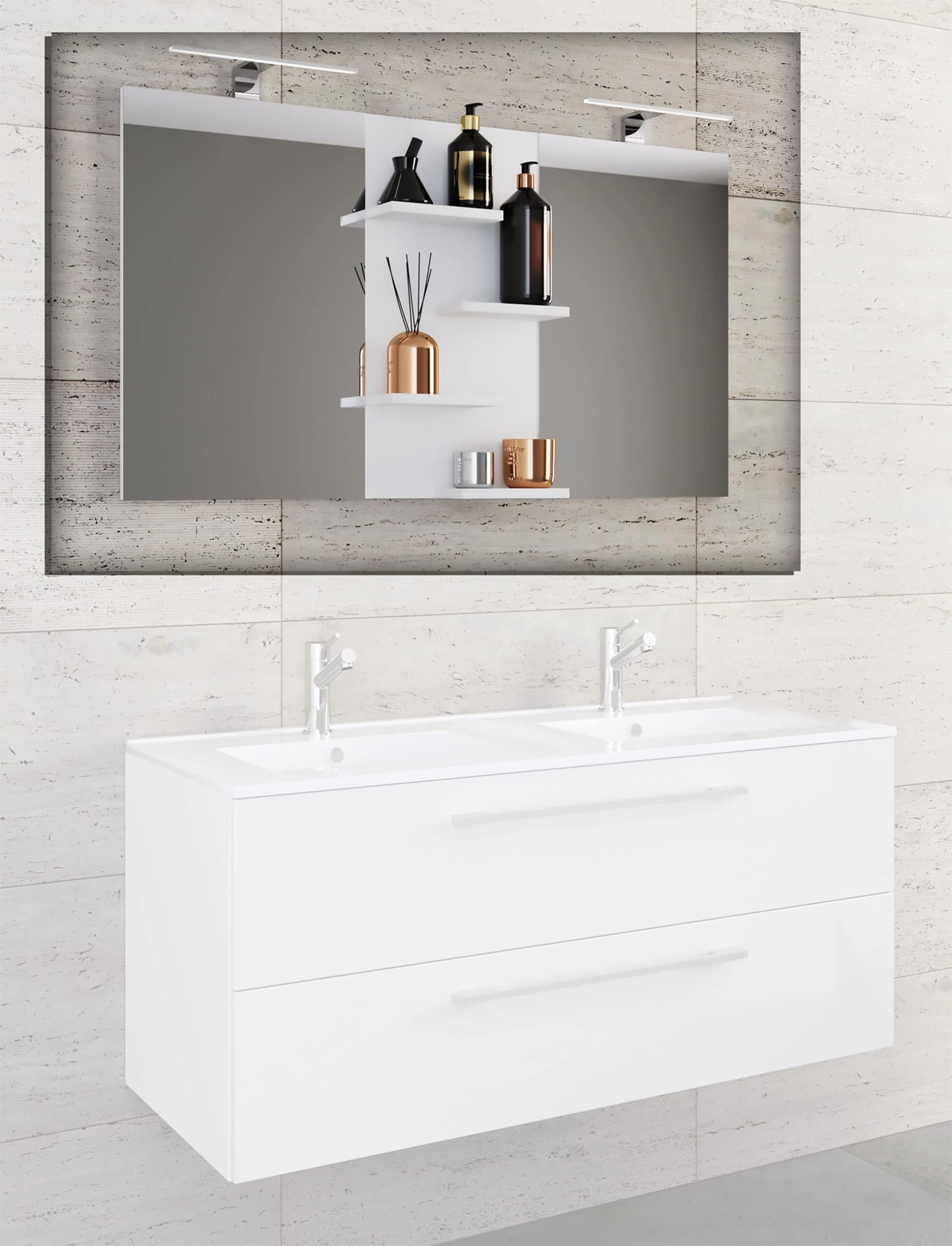 Breiter Bad Spiegel Budasi Mit Ablage Modellbezeichnung In Weiß – Bild 3