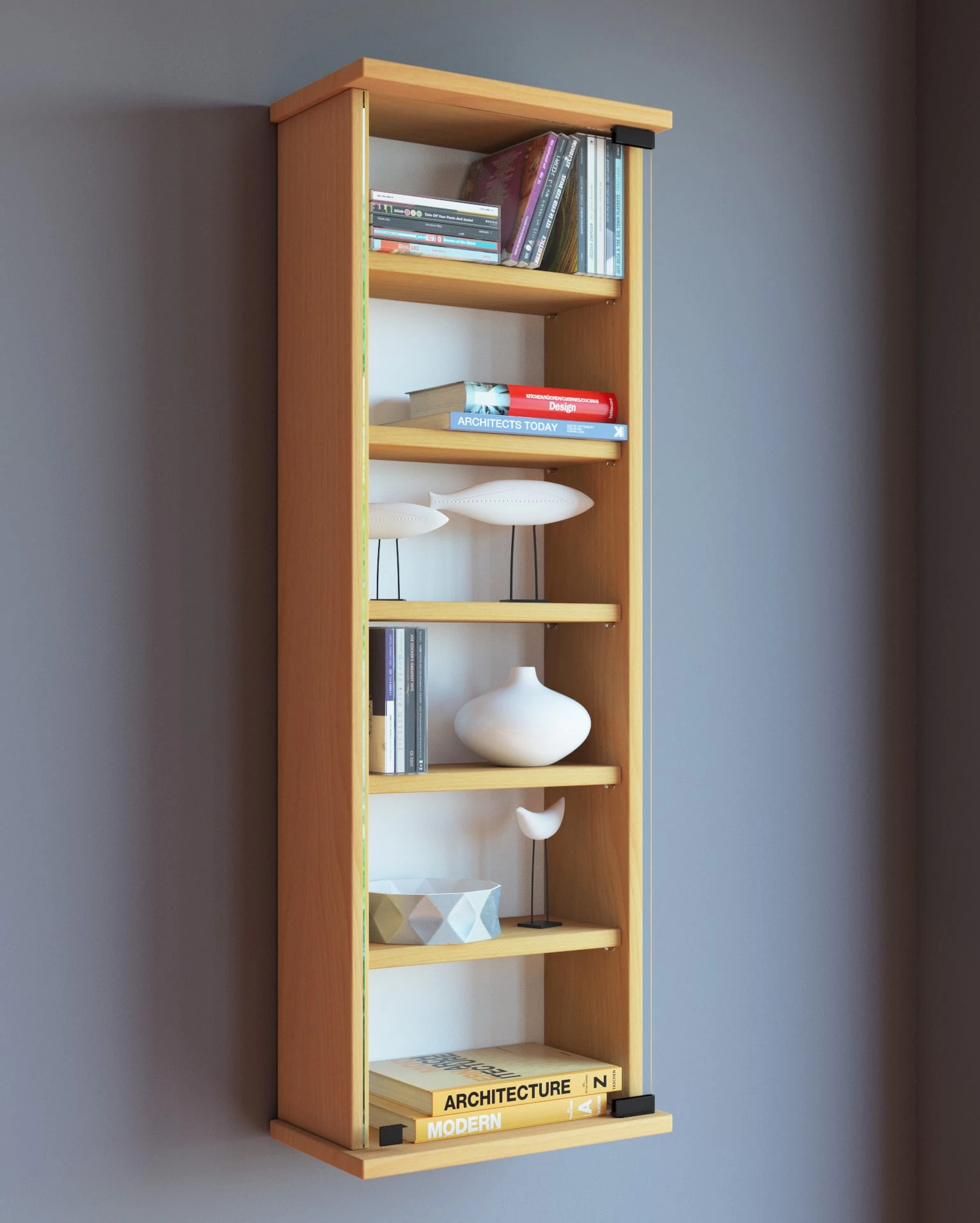 CD DVD Wandregal Schrank Loposa Glastür In Buche – Bild 2