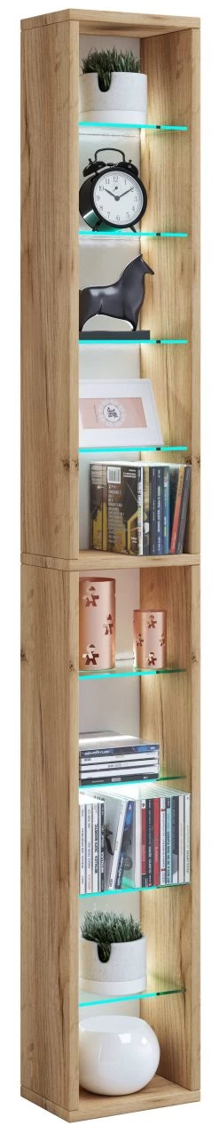 Holz CD DVD Stand Regal Rasato XL In Honig-Eiche
