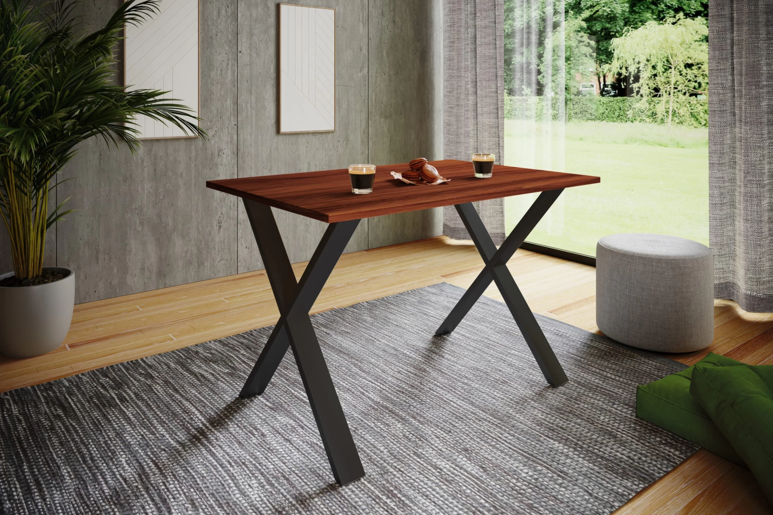 Premium Holz Esstisch Xona X Schwarz In Kern-Nussbaum – Bild 2