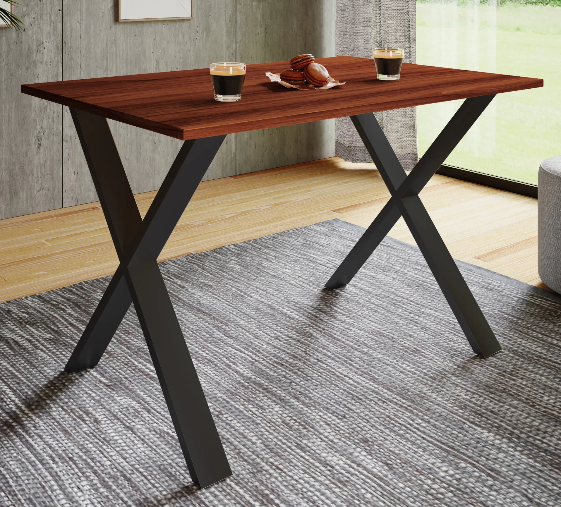 Premium Holz Esstisch Xona X Schwarz In Kern-Nussbaum – Bild 3