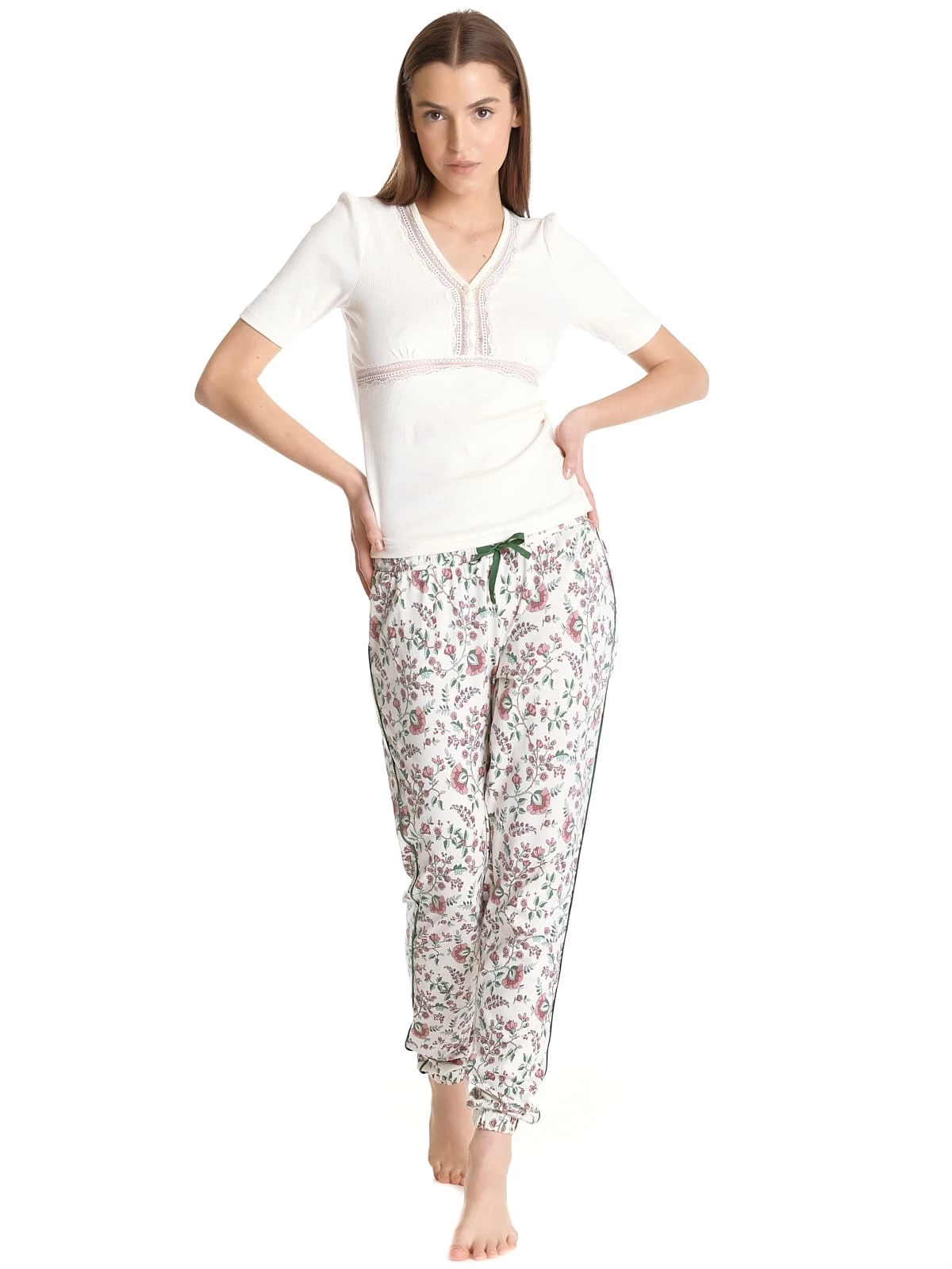 Schlafhose Hidden Garden In Creme/allover – Bild 2