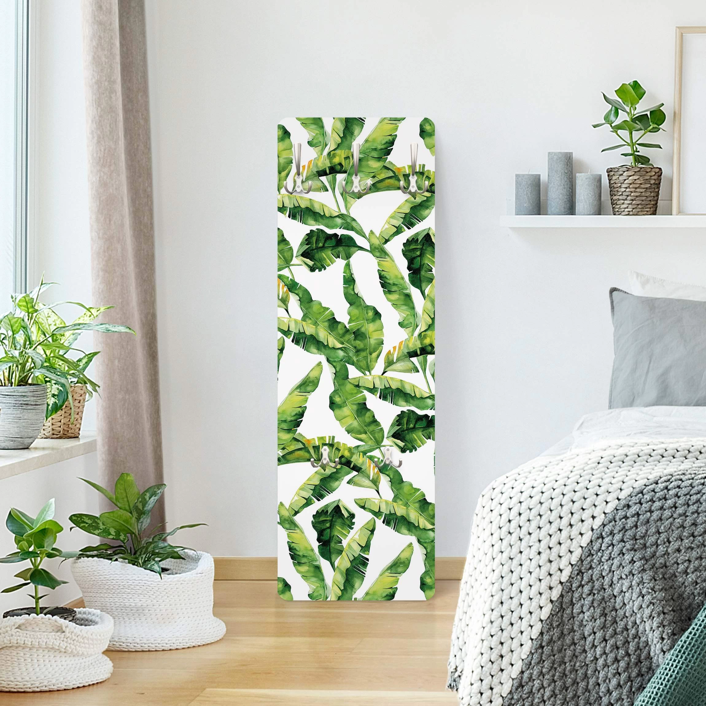 Garderobe - Bananenblatt Aquarell Muster In Grün – Bild 3