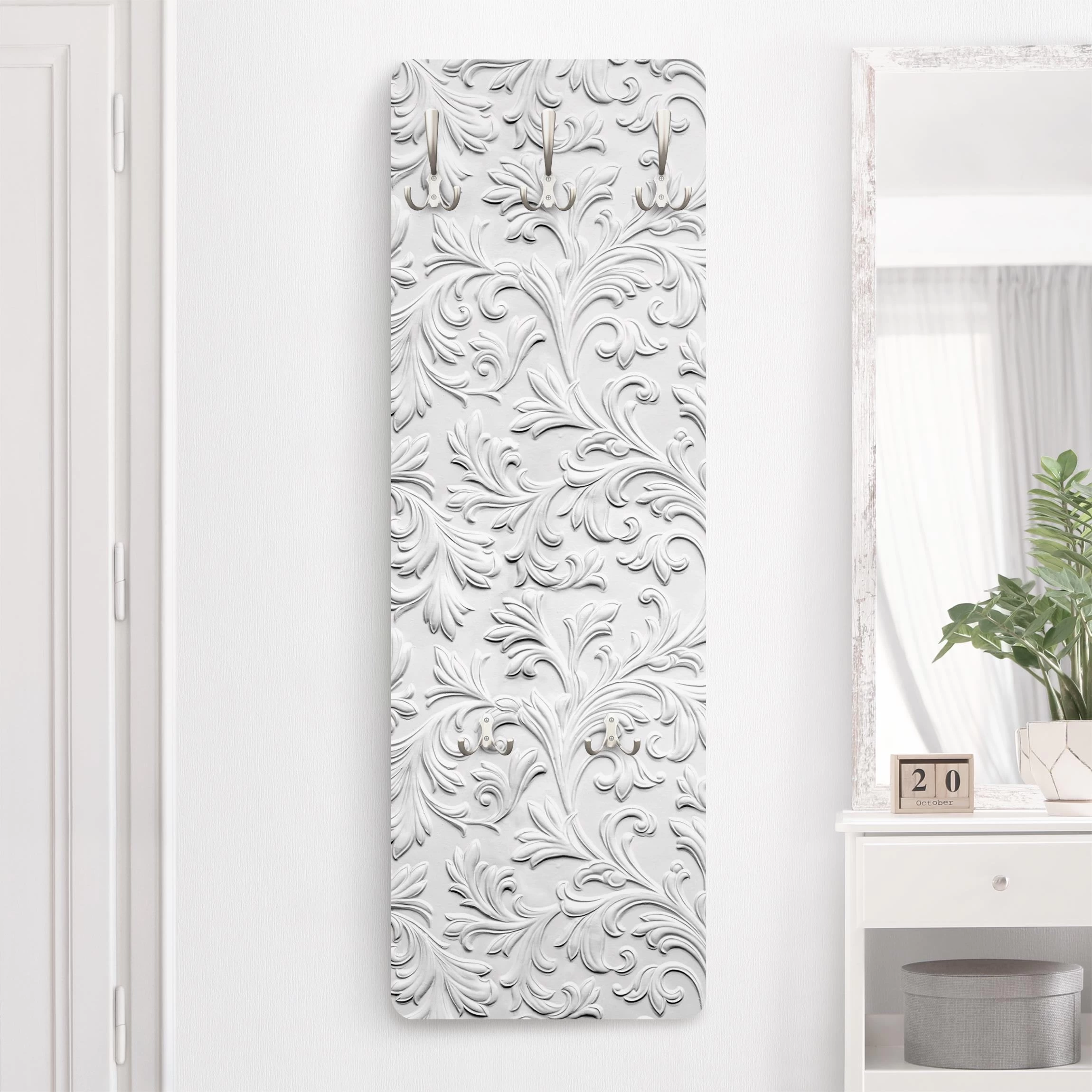 Garderobe - Barock Muster Gipsoptik In Schwarz-Weiß – Bild 2
