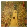 Leinwandbild Gold - Gustav Klimt - Gartenweg Mit Hühnern In Gelb