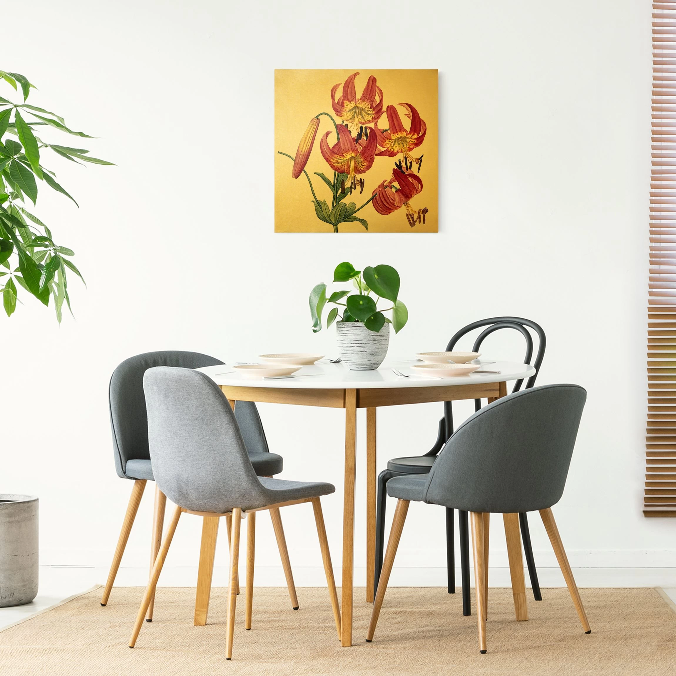 Leinwandbild Gold - Pierre Joseph Redouté - Türkenbundlilie In Pink – Bild 5