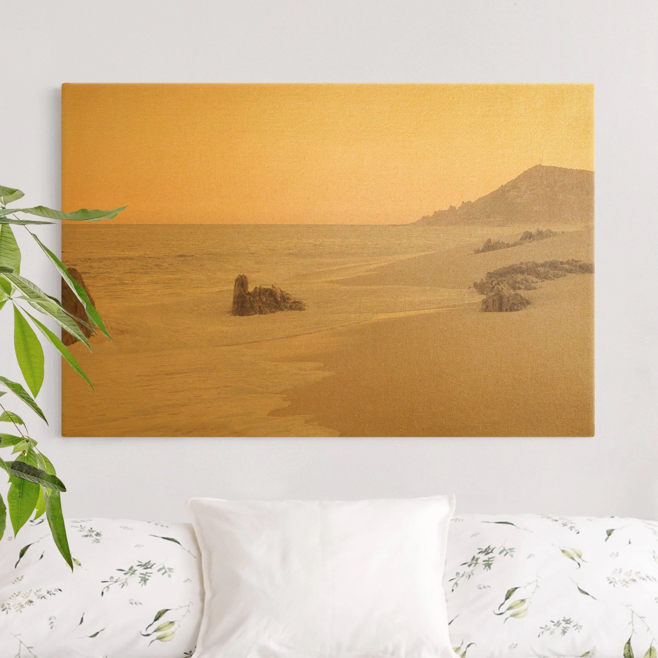 Leinwandbild Gold - Roségoldener Strand In Rosa – Bild 2