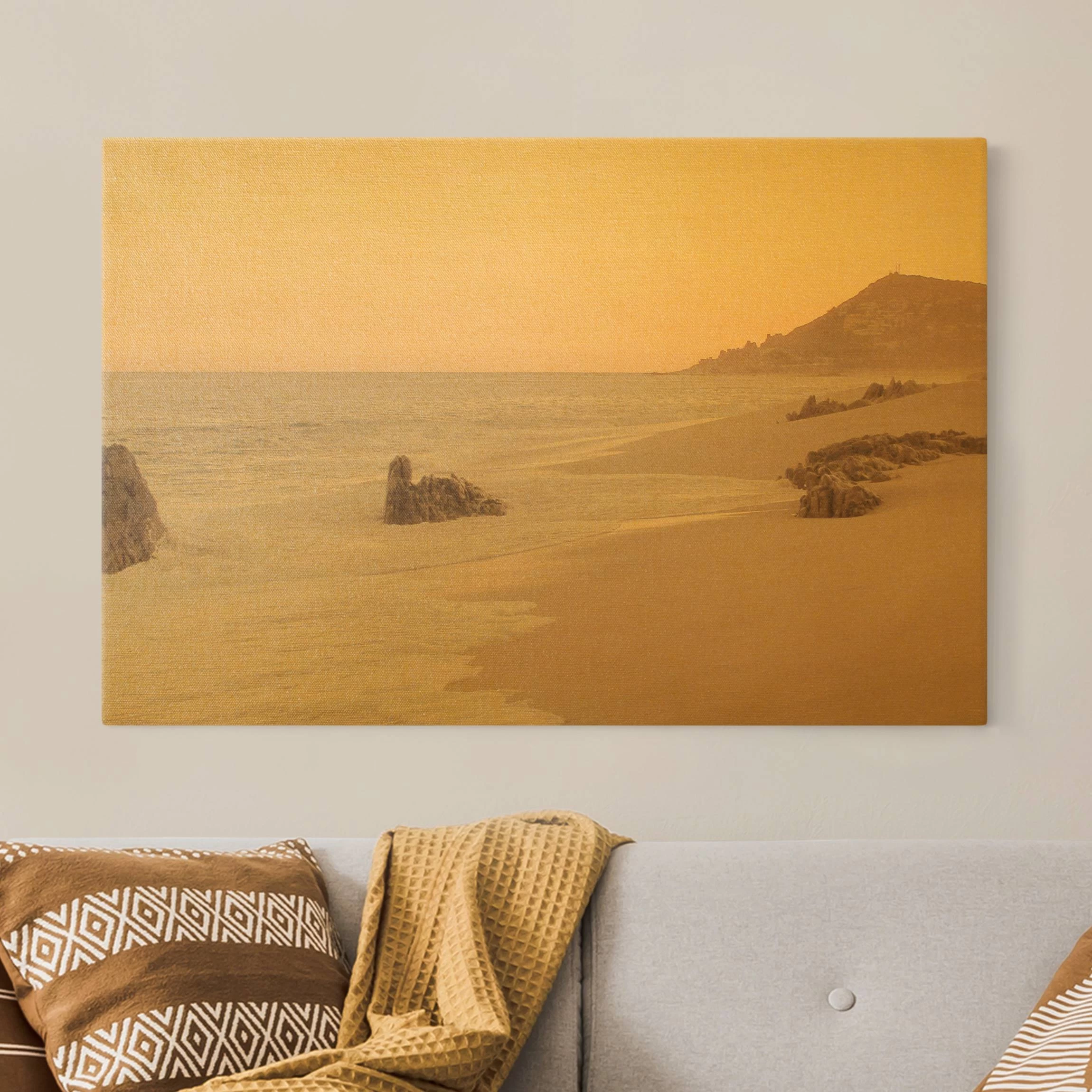 Leinwandbild Gold - Roségoldener Strand In Rosa – Bild 3