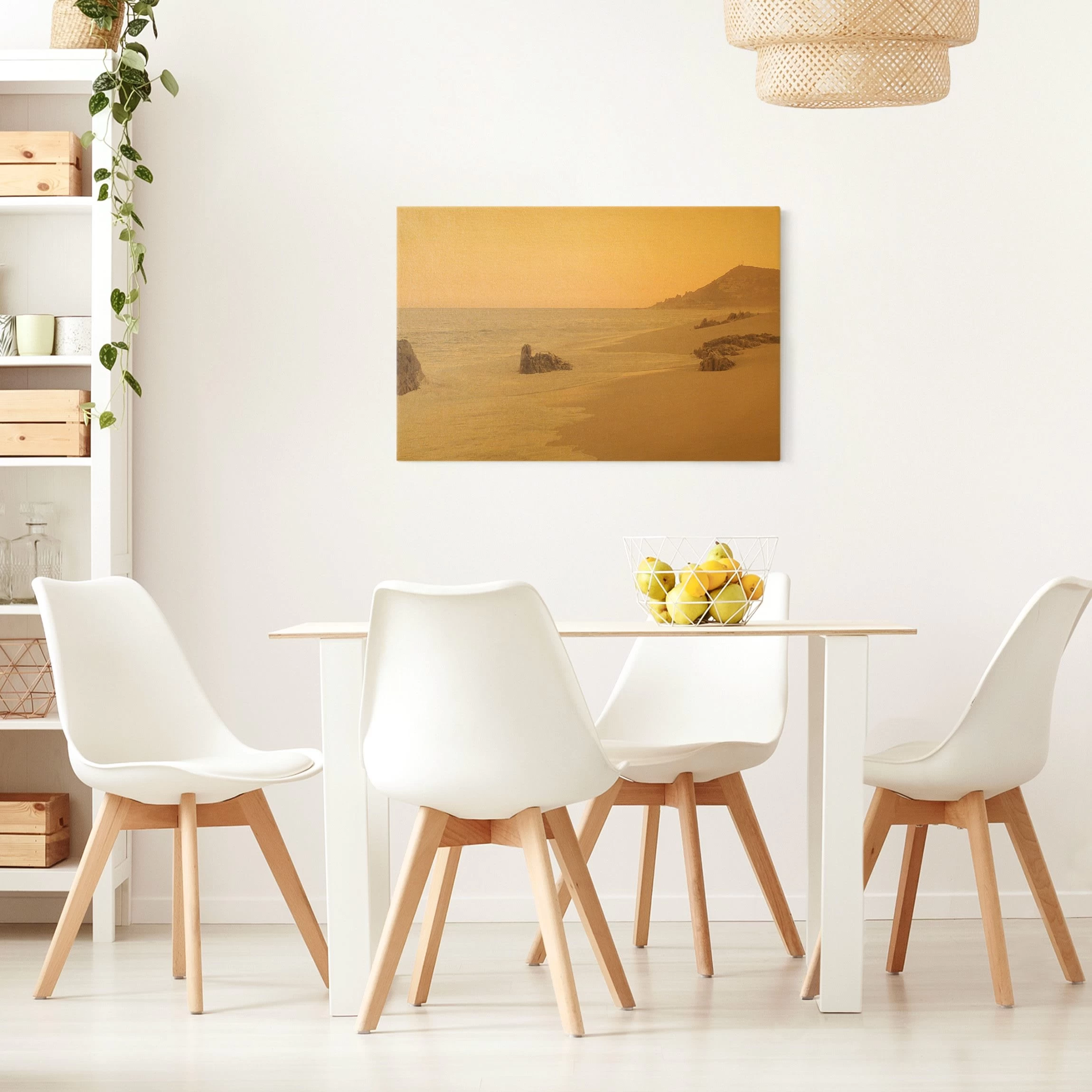 Leinwandbild Gold - Roségoldener Strand In Rosa – Bild 4