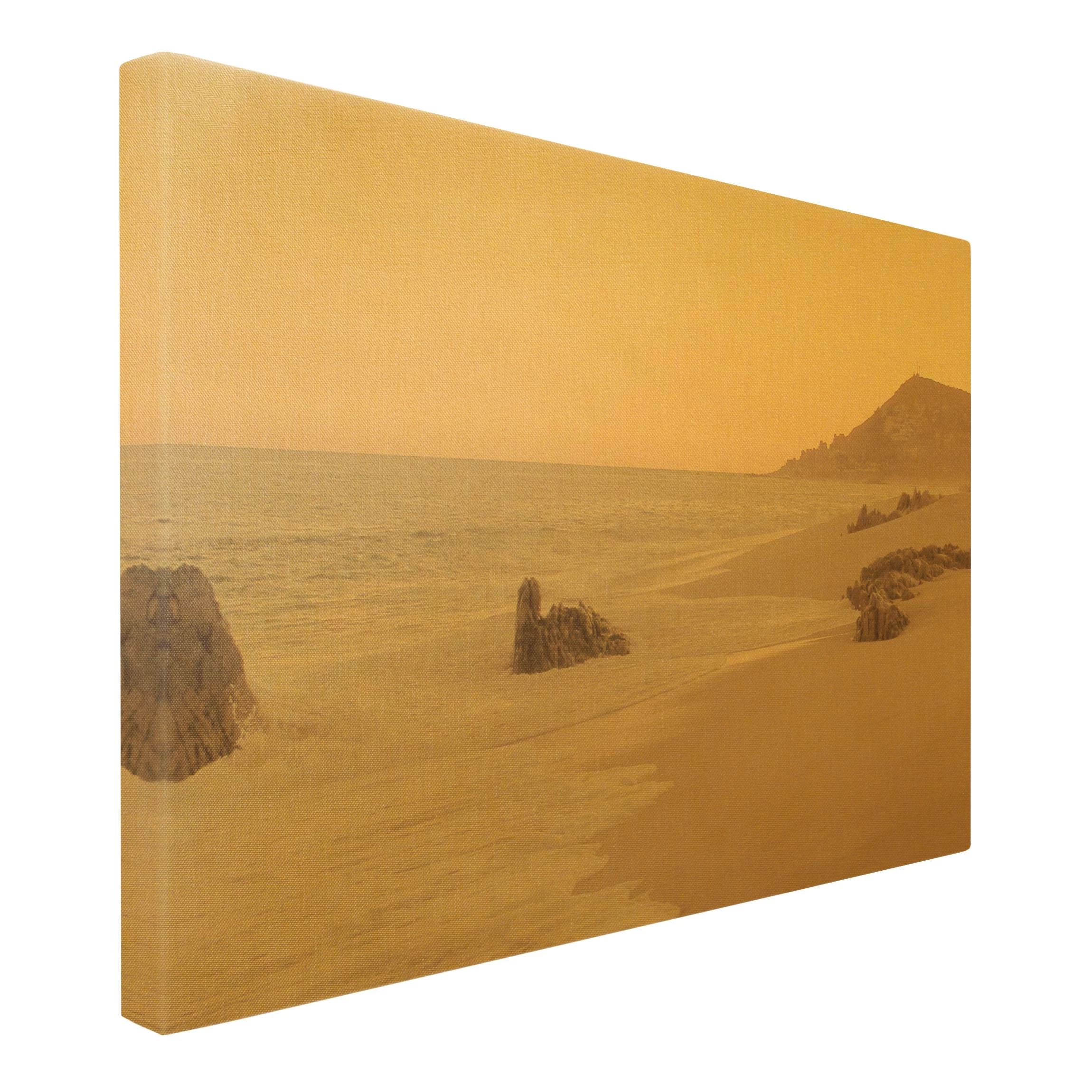 Leinwandbild Gold - Roségoldener Strand In Rosa – Bild 6