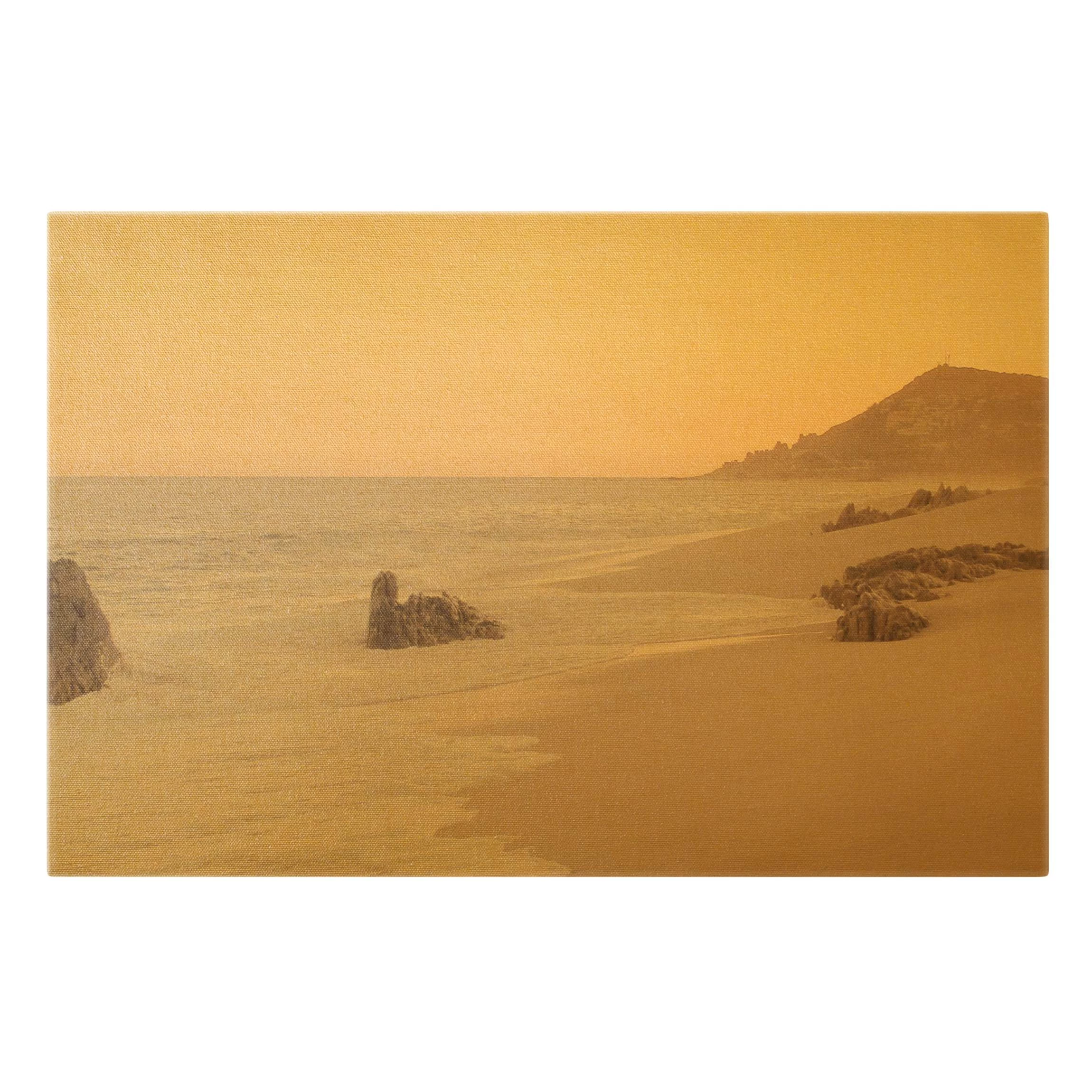 Leinwandbild Gold - Roségoldener Strand In Rosa