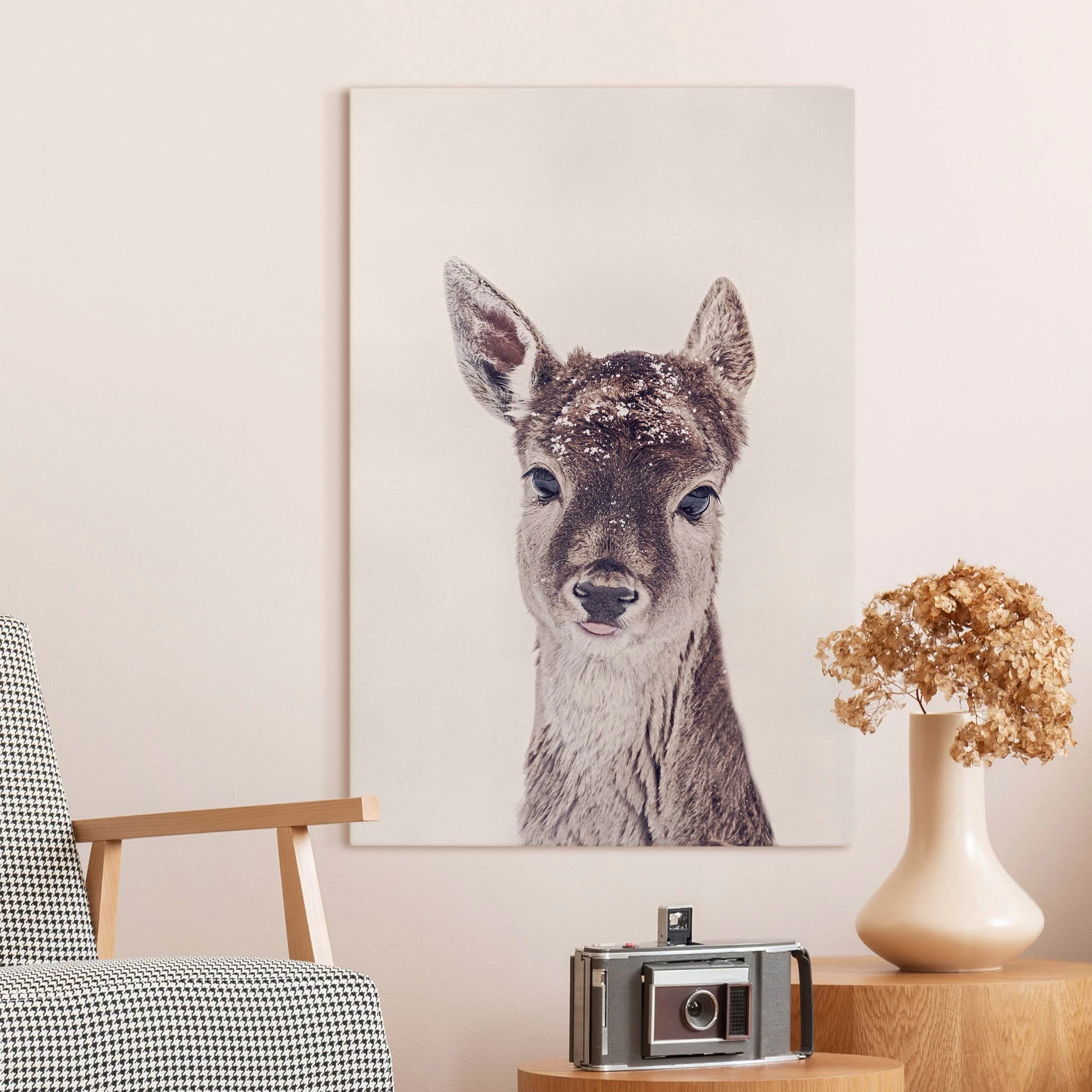 Leinwandbild - Reh Kitz Portrait In Braun – Bild 2
