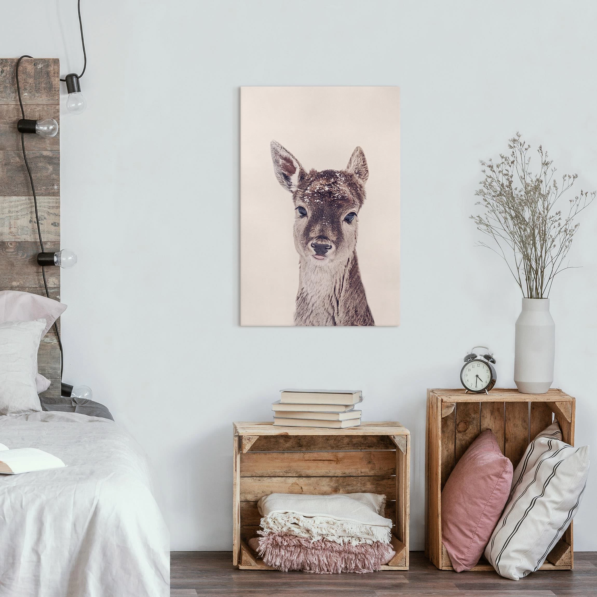 Leinwandbild - Reh Kitz Portrait In Braun – Bild 3