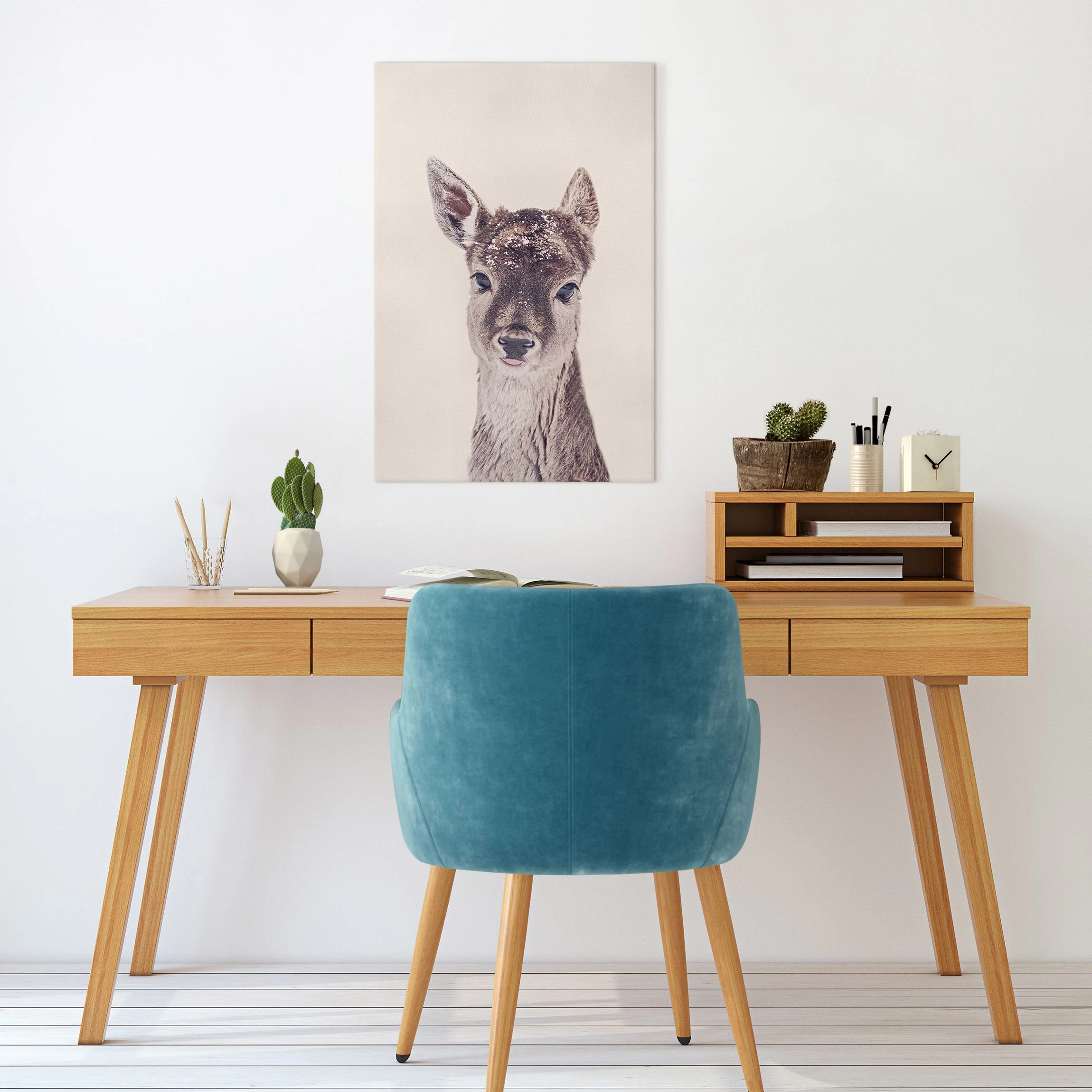 Leinwandbild - Reh Kitz Portrait In Braun – Bild 4