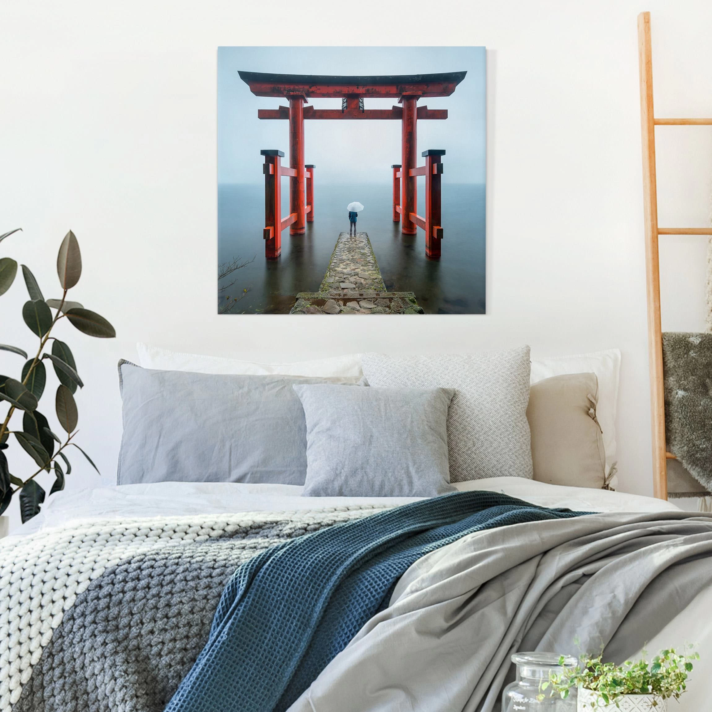 Leinwandbild - Rotes Torii Am Ashi-See In Rot – Bild 4