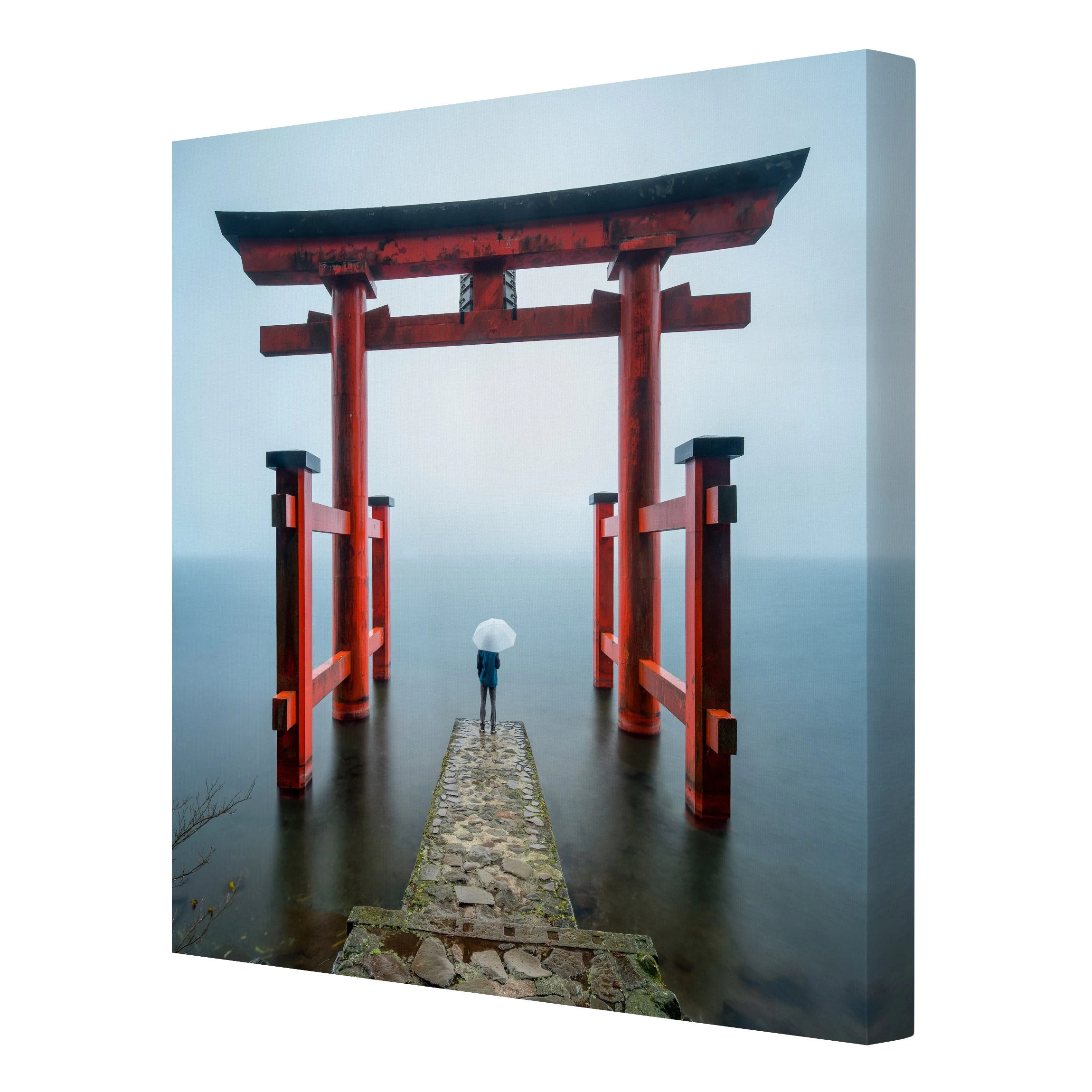 Leinwandbild - Rotes Torii Am Ashi-See In Rot – Bild 6
