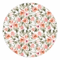 Runde Tapete - Aquarell Rosa Blüten Vor Weiß In Rosa