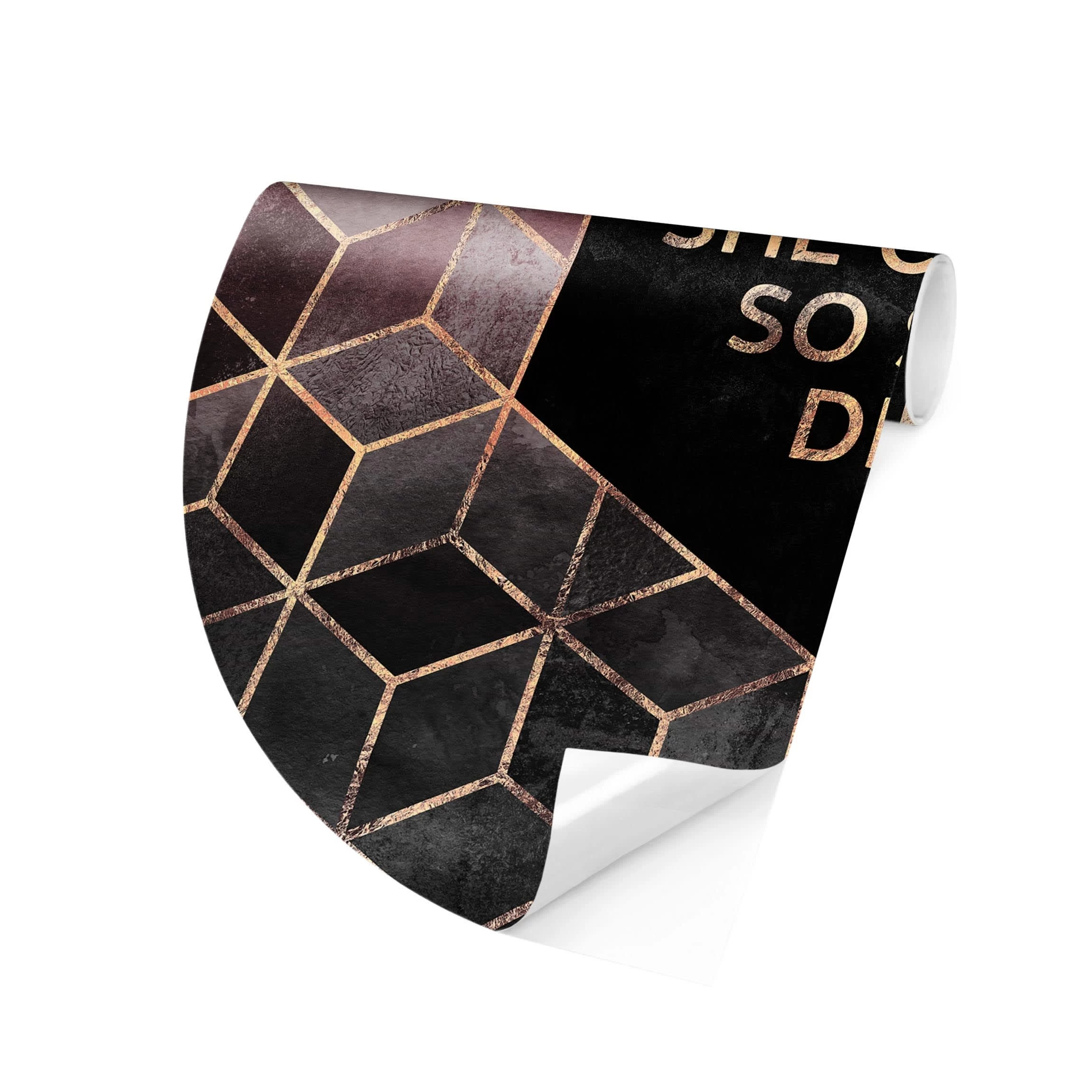 Runde Tapete - E. Fredriksson - She Believed She Could Rosé In Gold – Bild 6